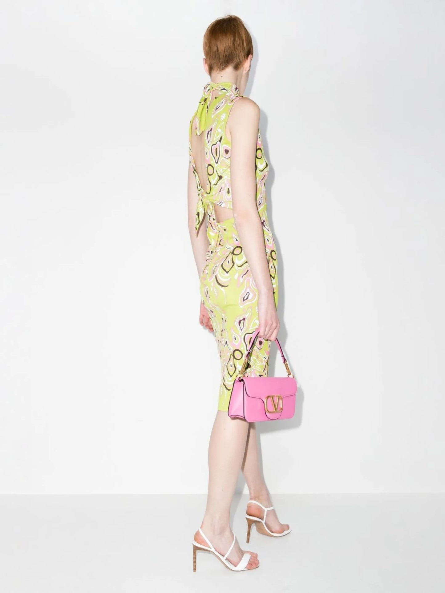 Africana-print open-back dress