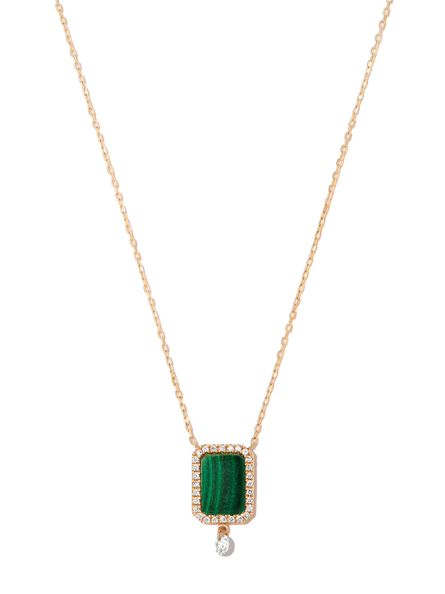 18kt yellow gold Malachite diamond pendant necklace