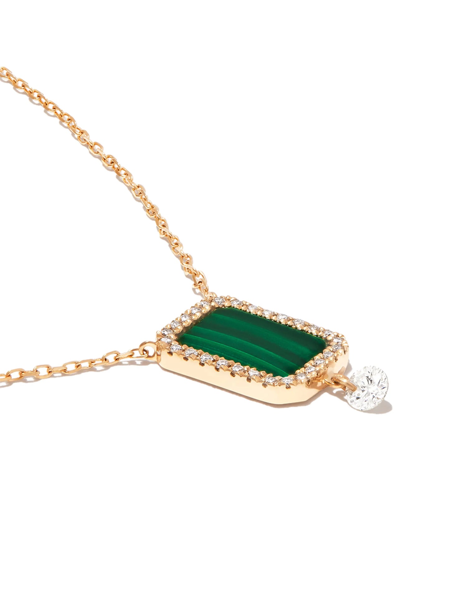 18kt yellow gold Malachite diamond pendant necklace