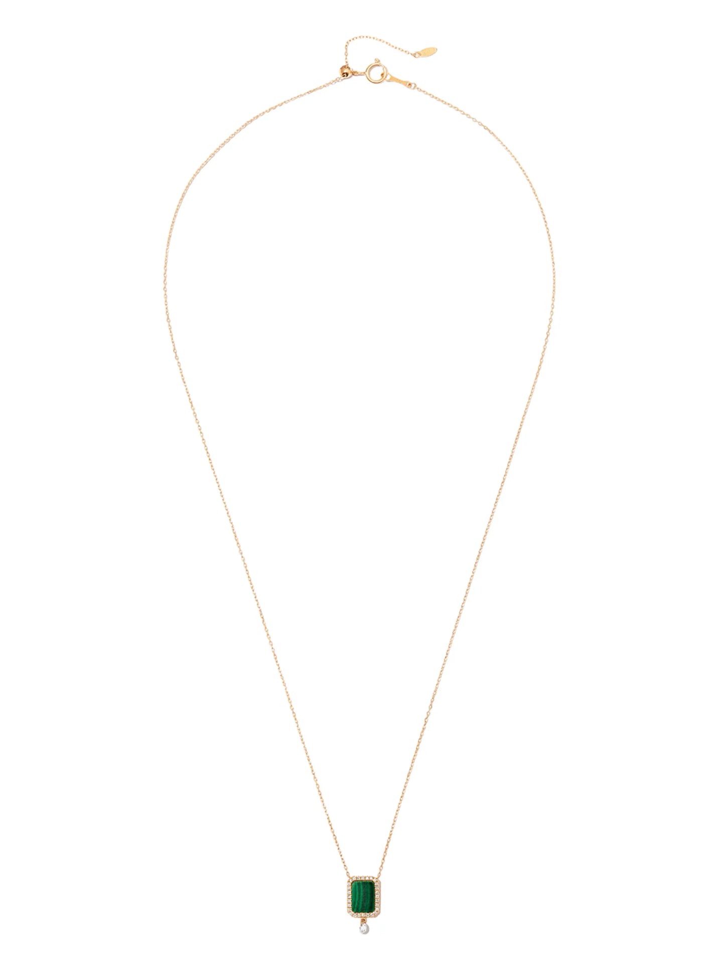 18kt yellow gold Malachite diamond pendant necklace