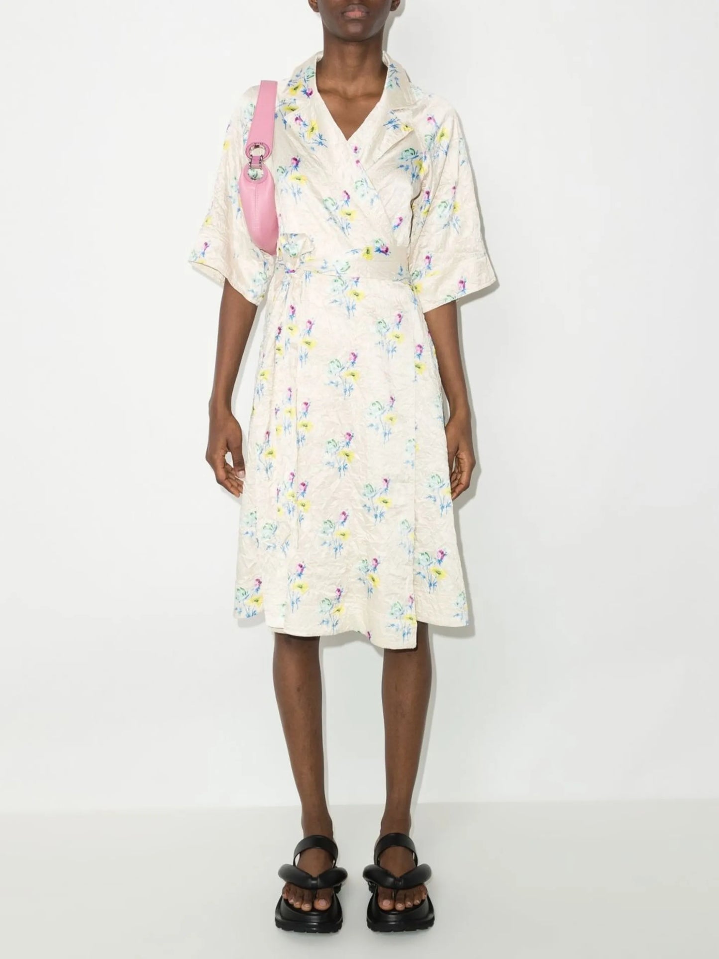 floral-print tie-waist dress