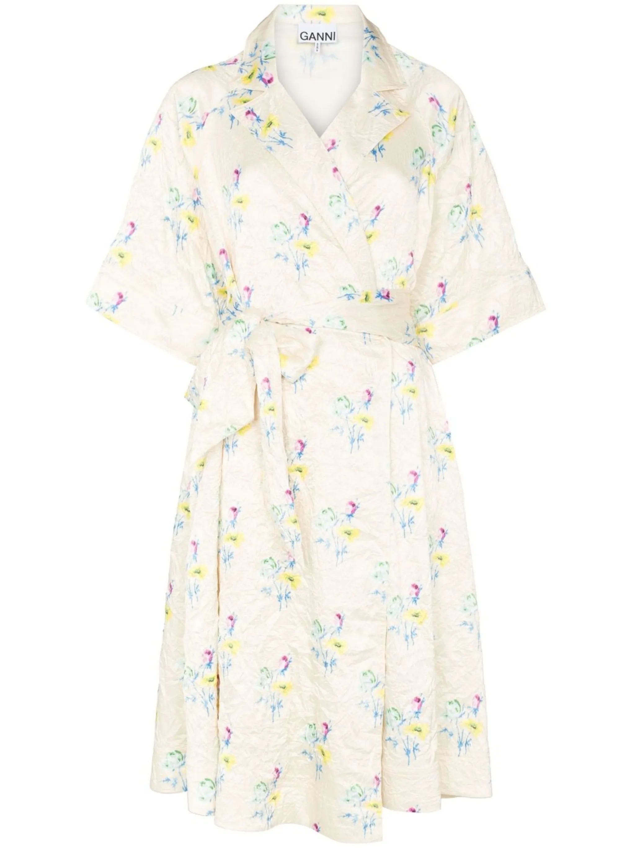 floral-print tie-waist dress