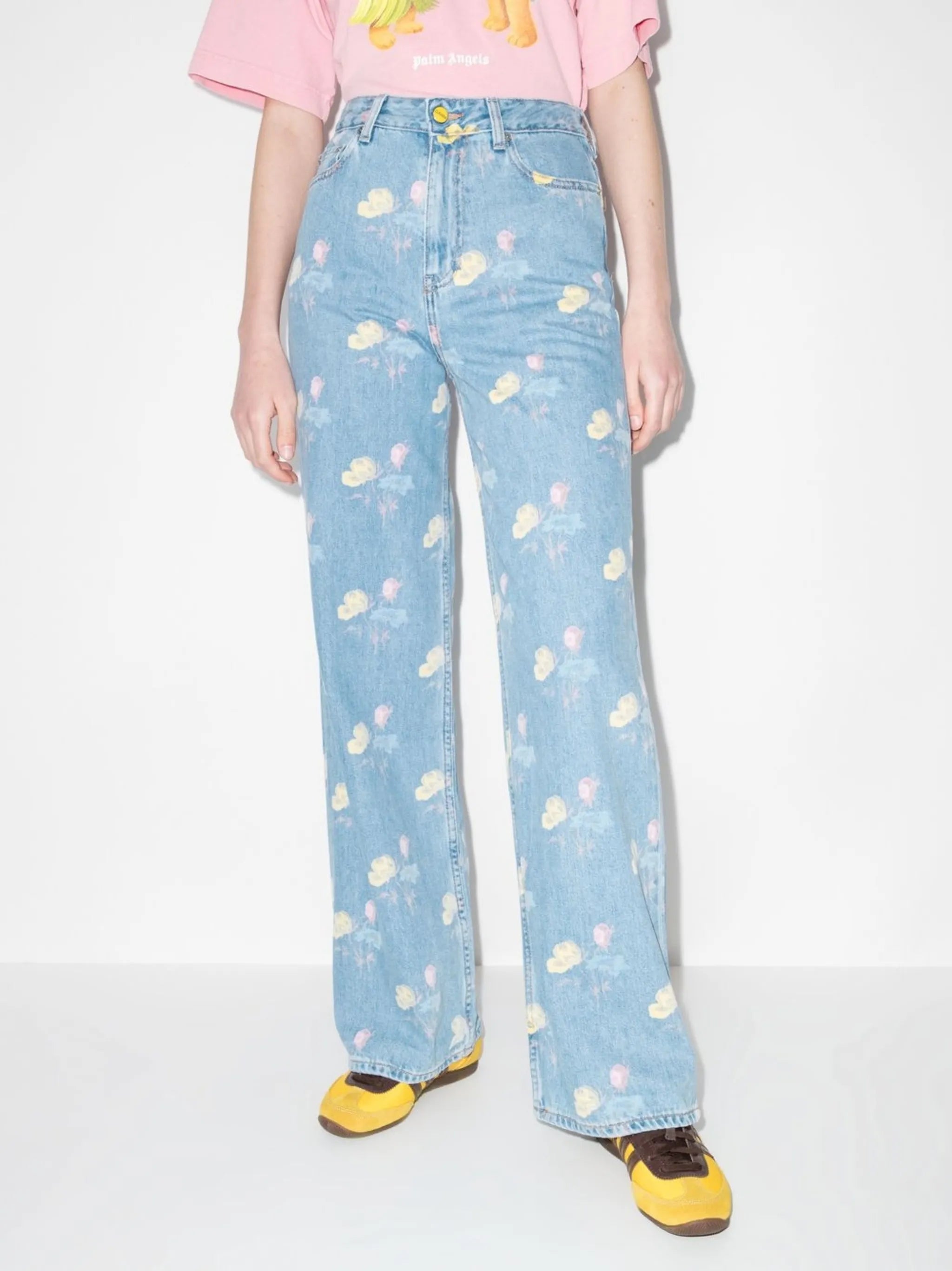 floral-print boyfriend jeans