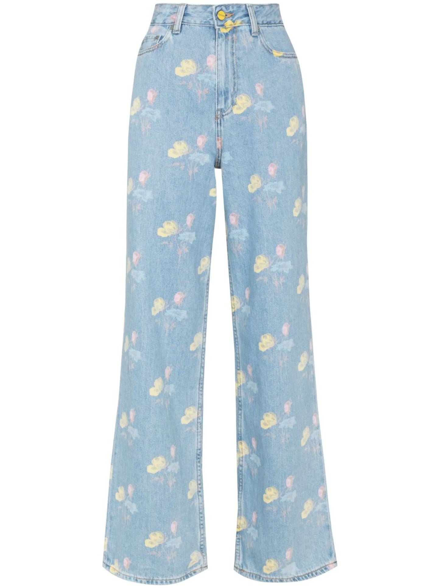 floral-print boyfriend jeans