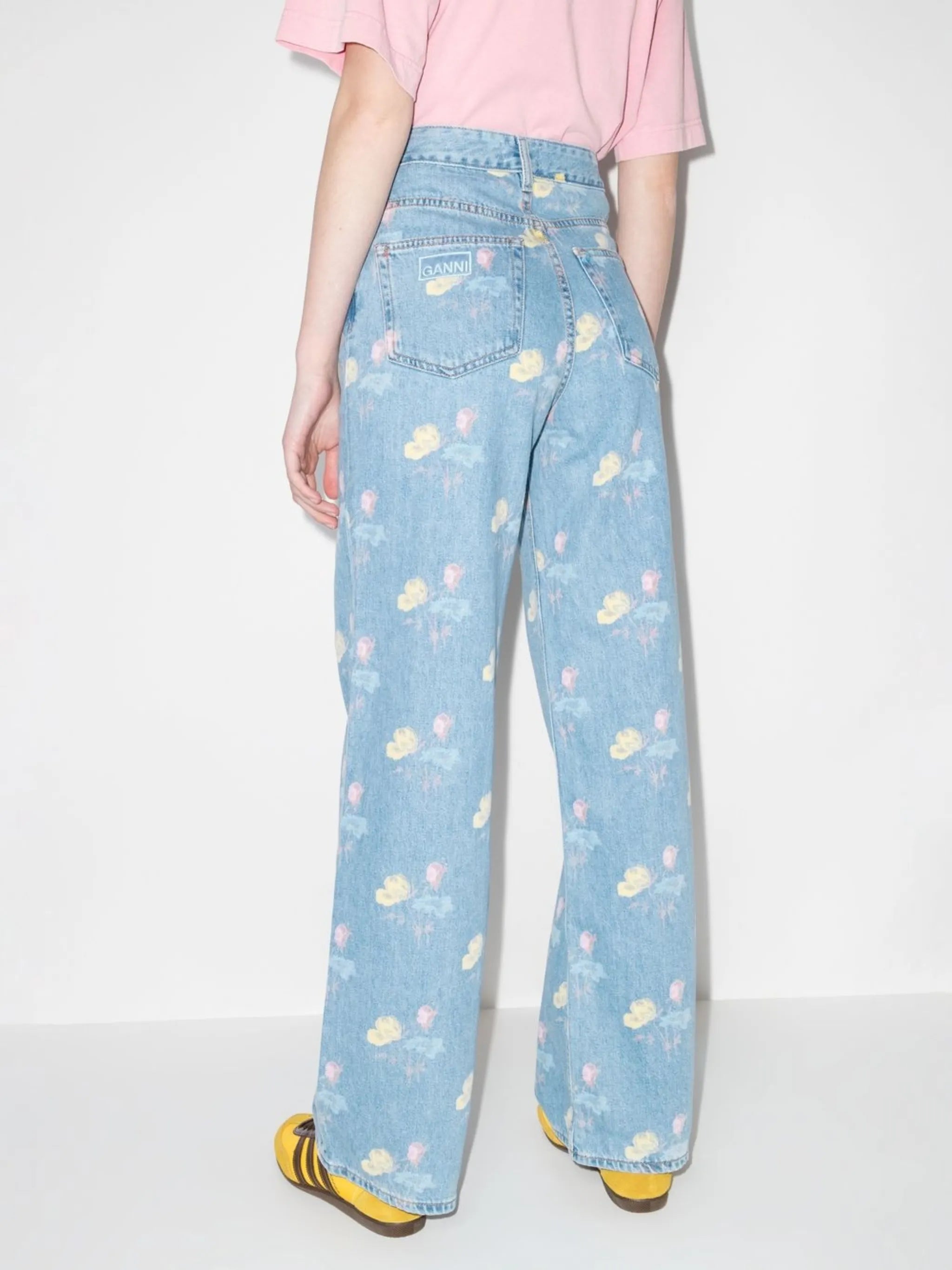floral-print boyfriend jeans