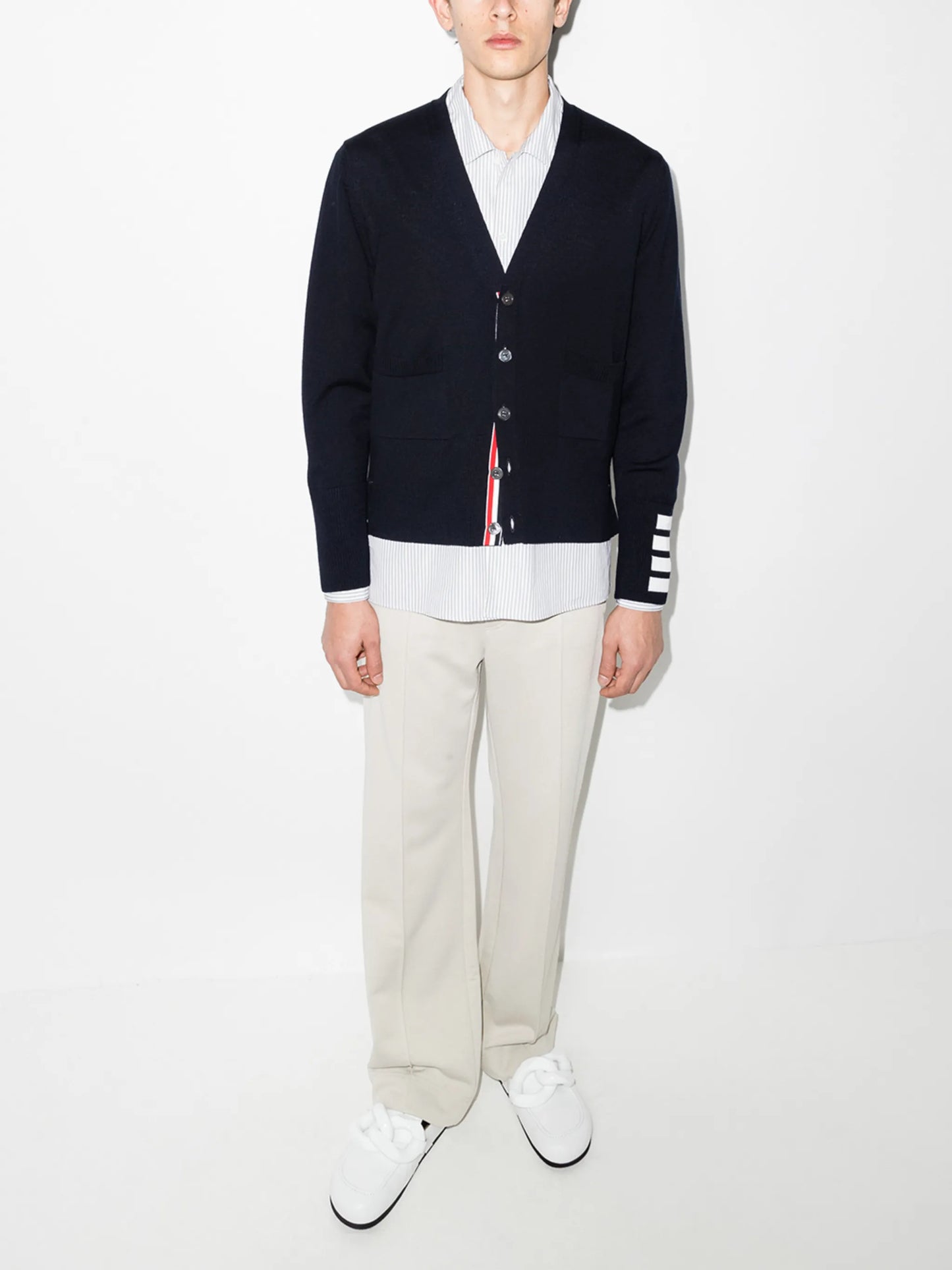 4-Bar stripe detail cardigan