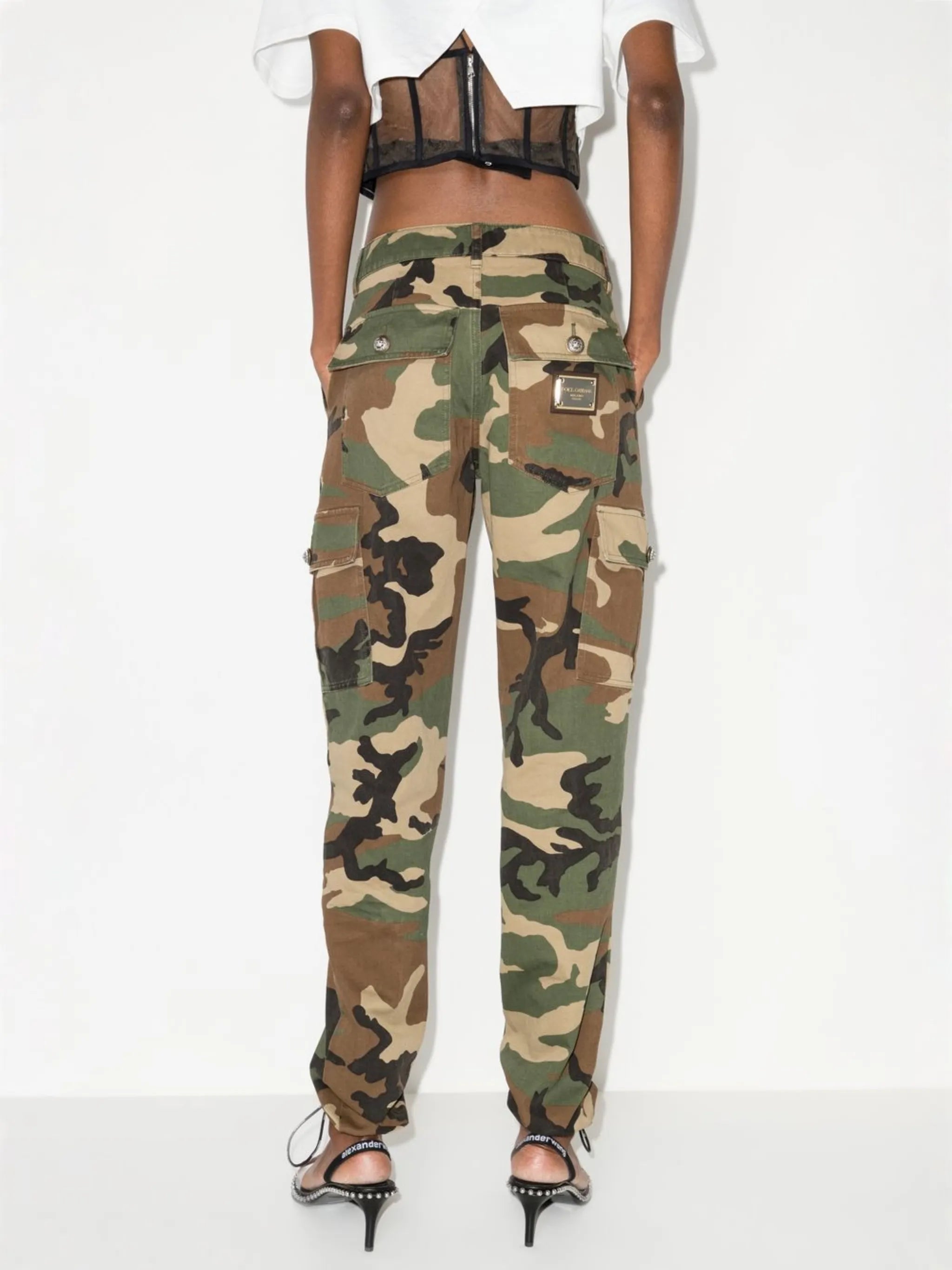 drawstring-cuff cargo trousers