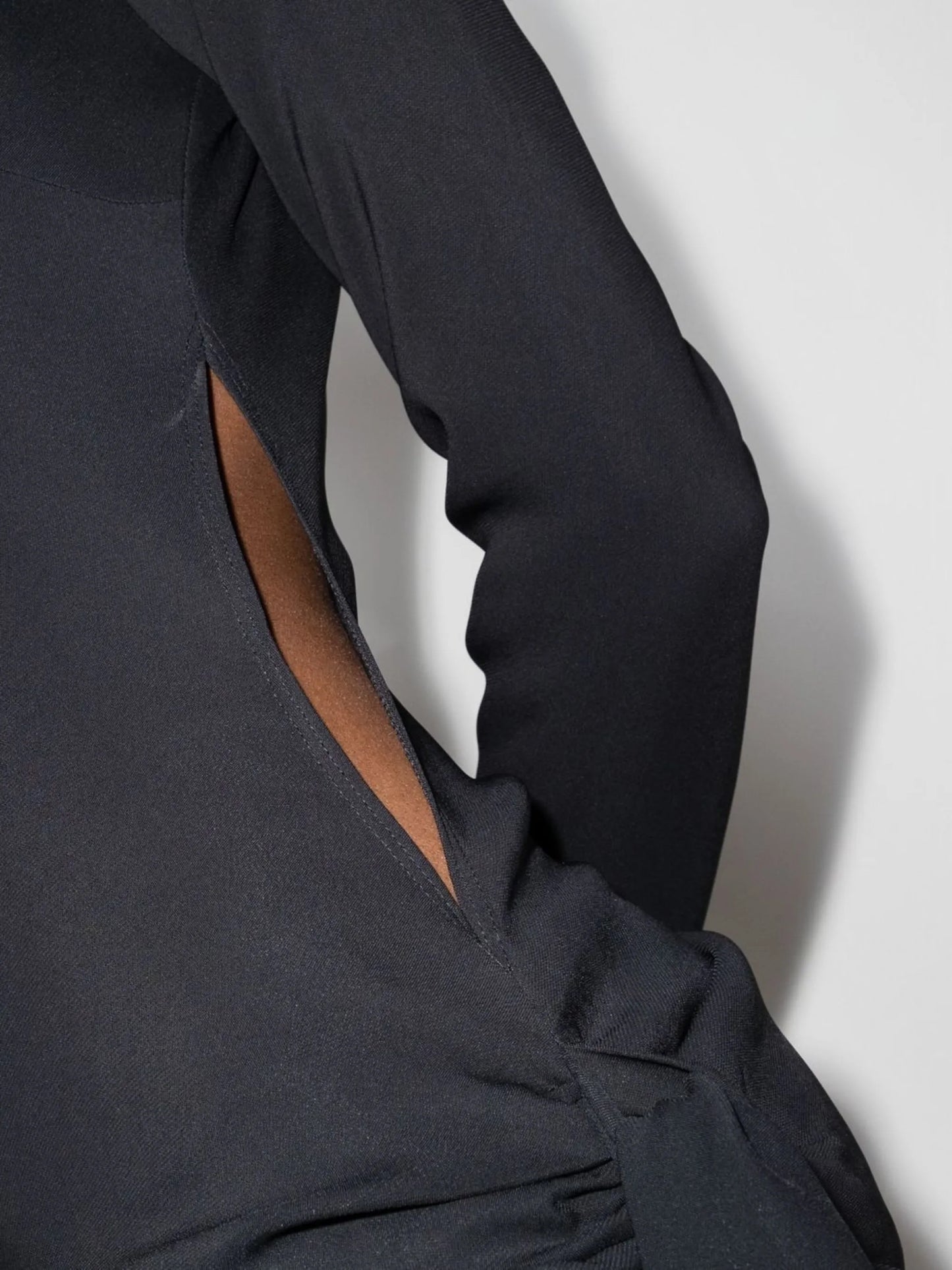 ruched high neck mini dress