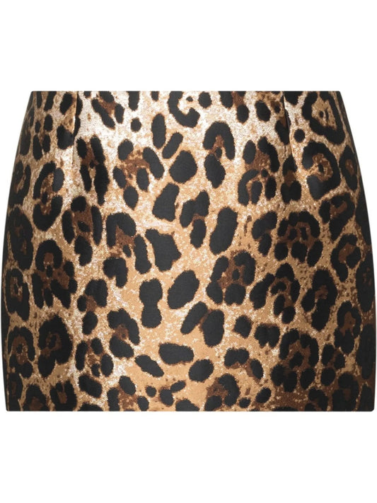 leopard-print mini skirt