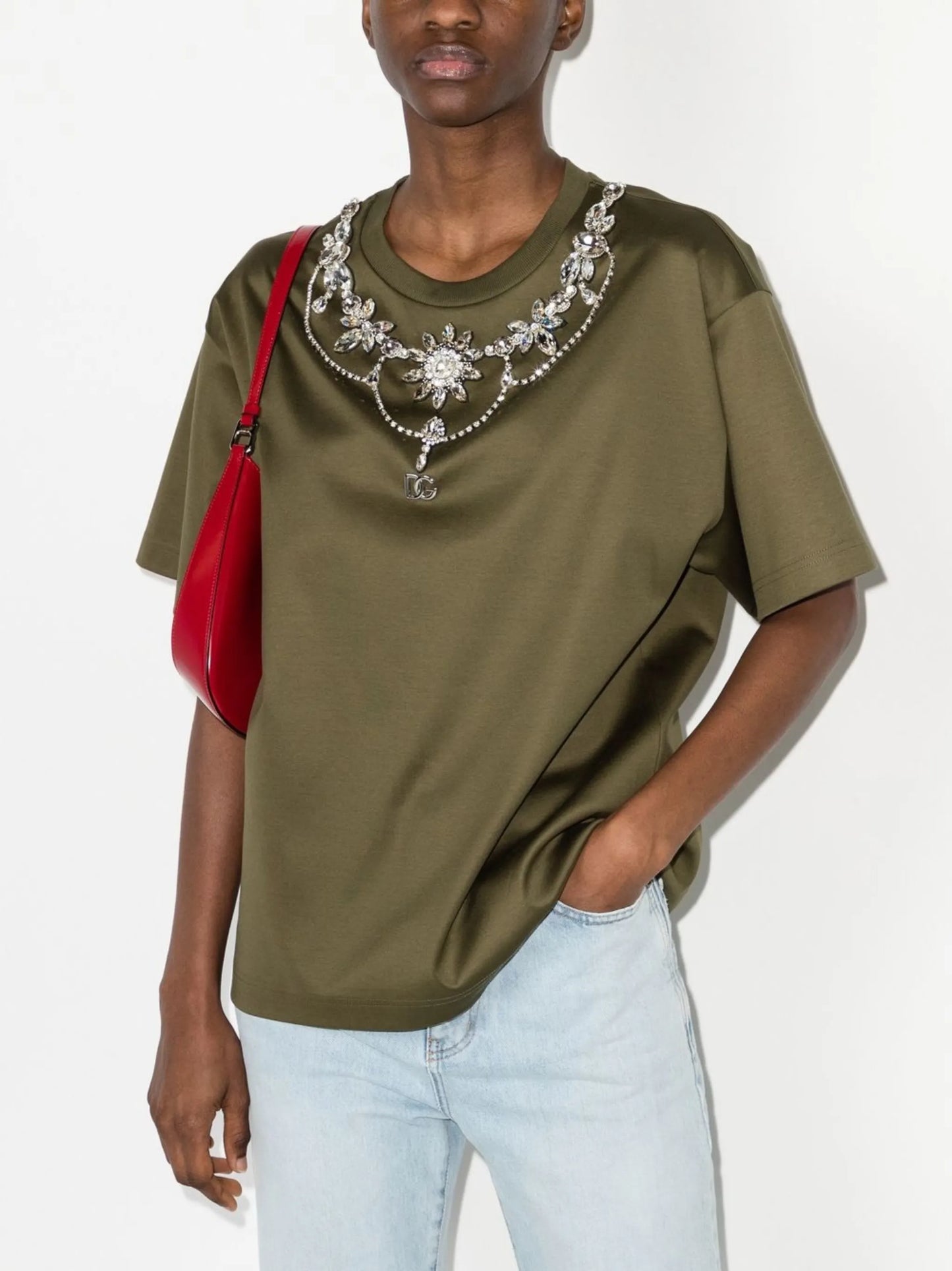crystal-embellished short-sleeved T-shirt