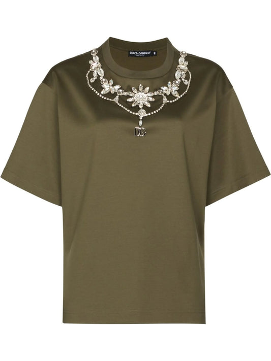 crystal-embellished short-sleeved T-shirt