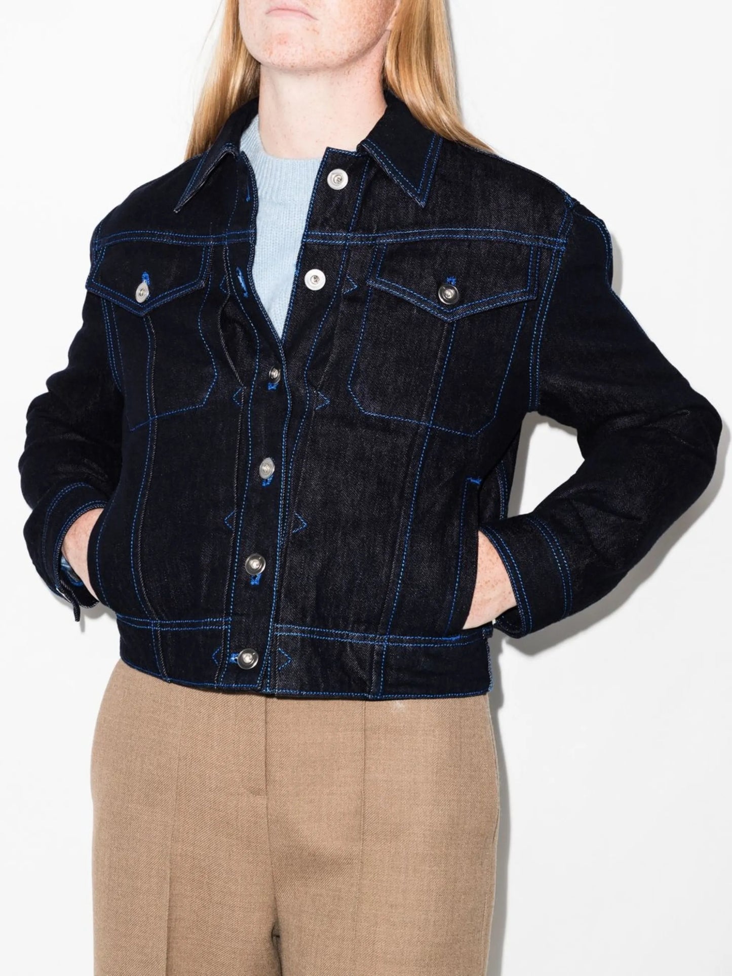 contrast-stitch denim jacket