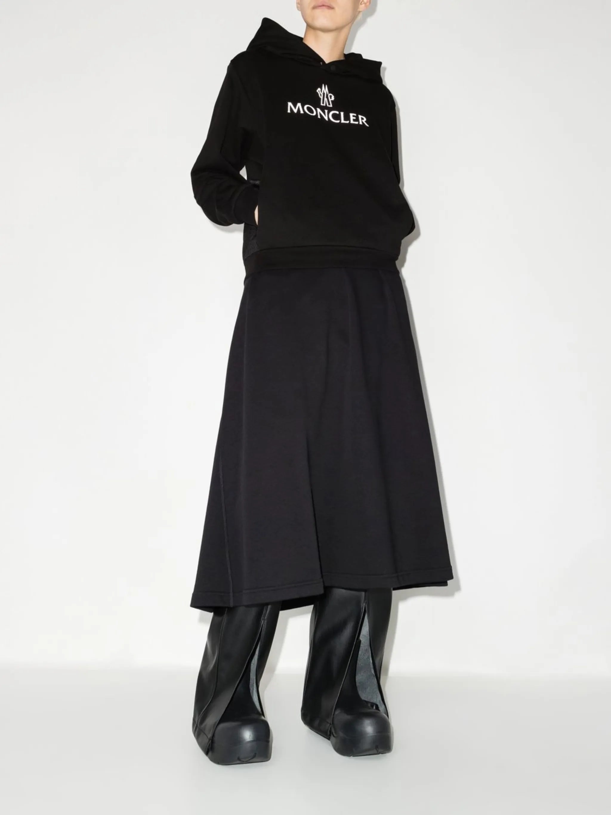 logo-print panelled hoodie