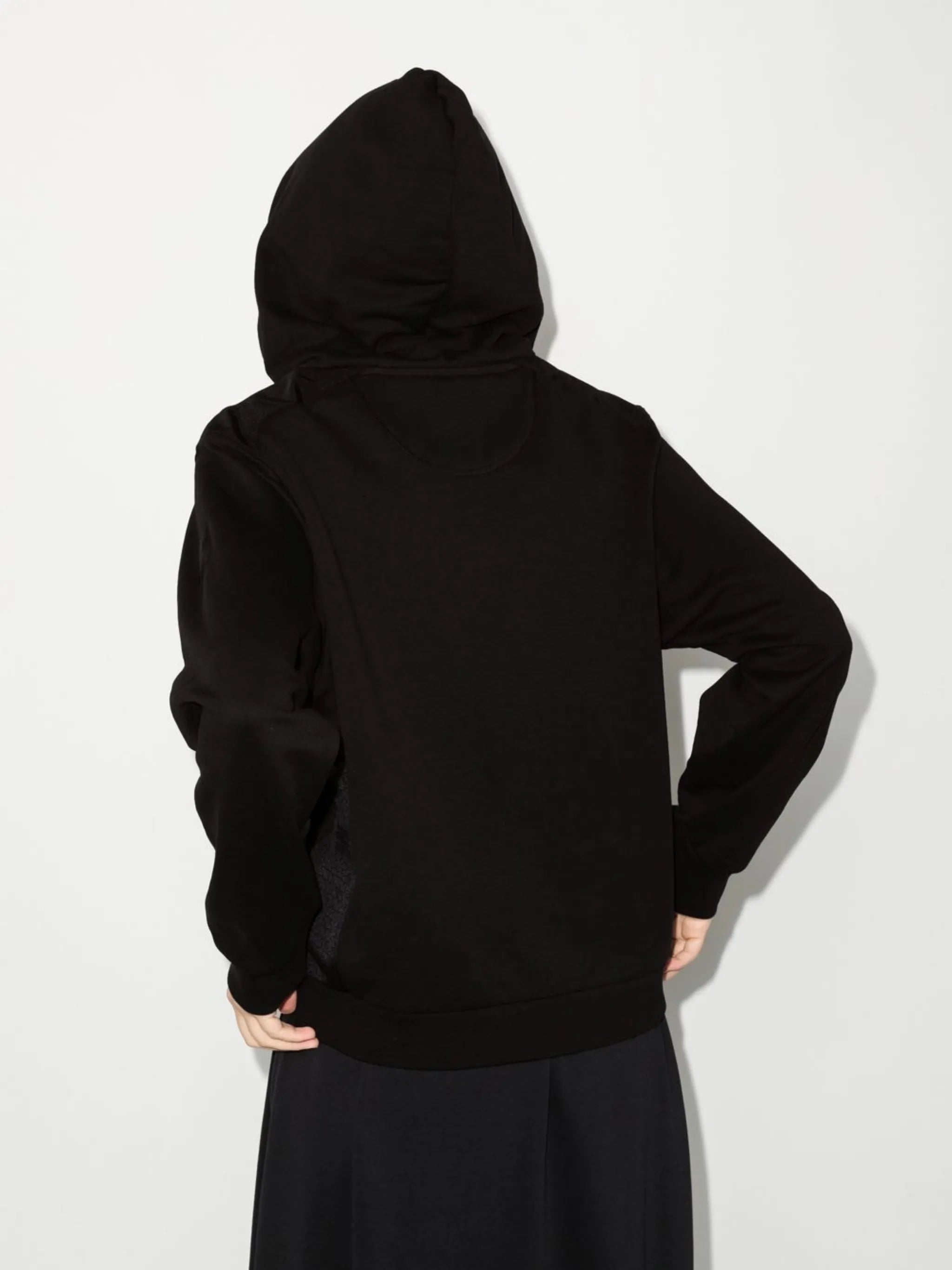 logo-print panelled hoodie