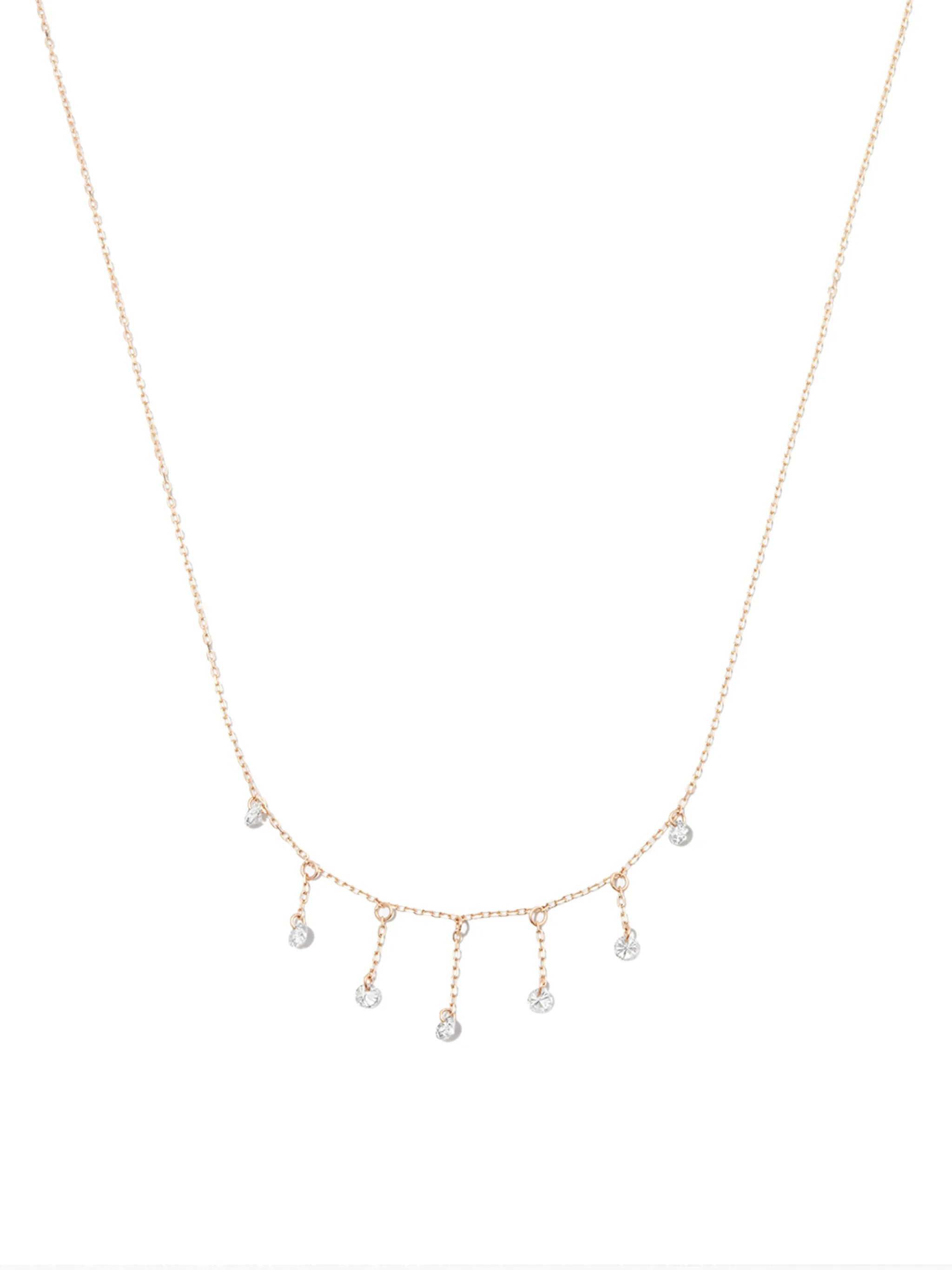 18kt yellow gold Bohème diamond drop necklace