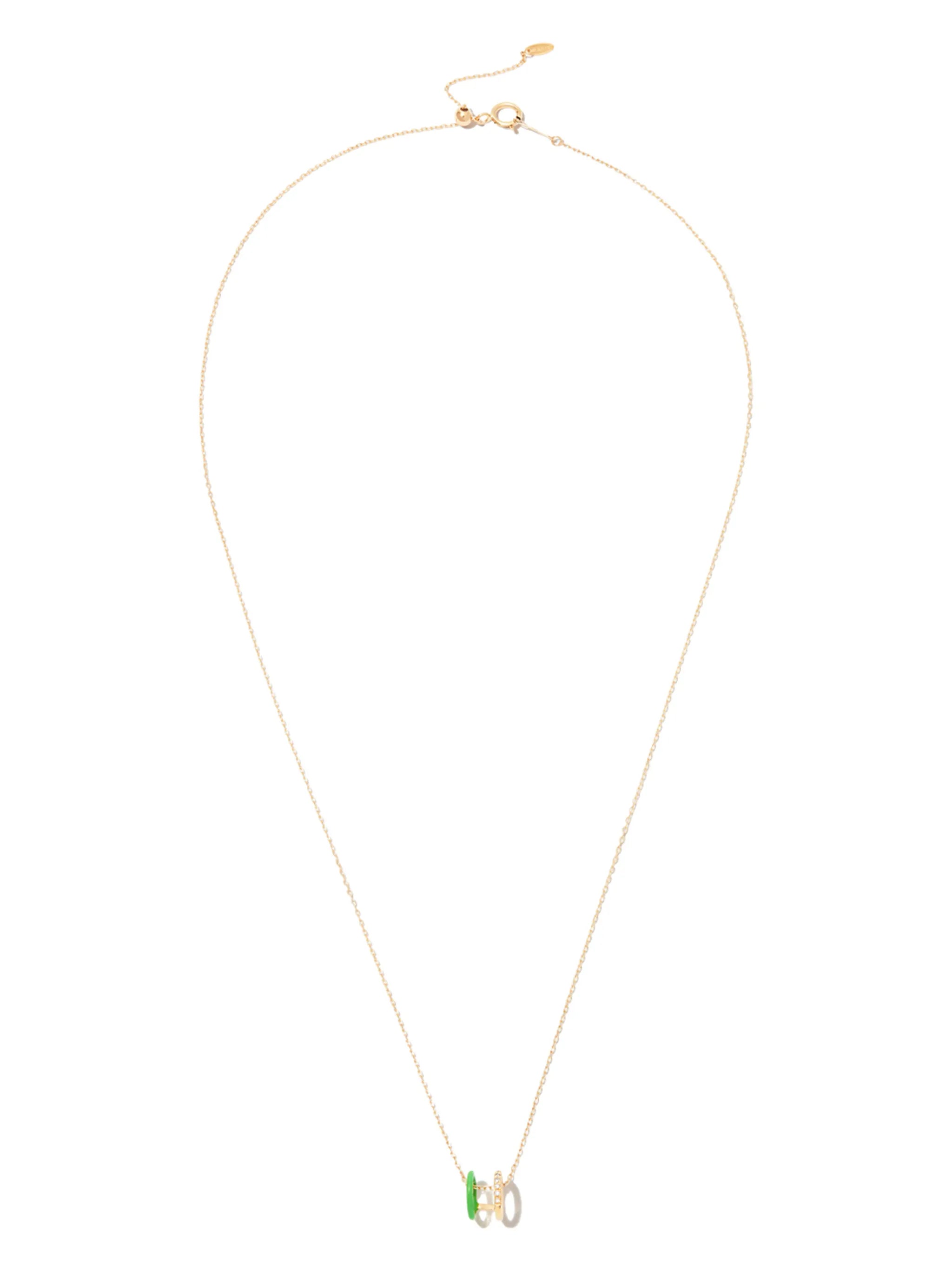 18kt yellow gold Zeus enamel and diamond pendant necklace