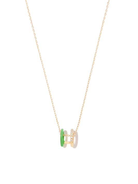 18kt yellow gold Zeus enamel and diamond pendant necklace