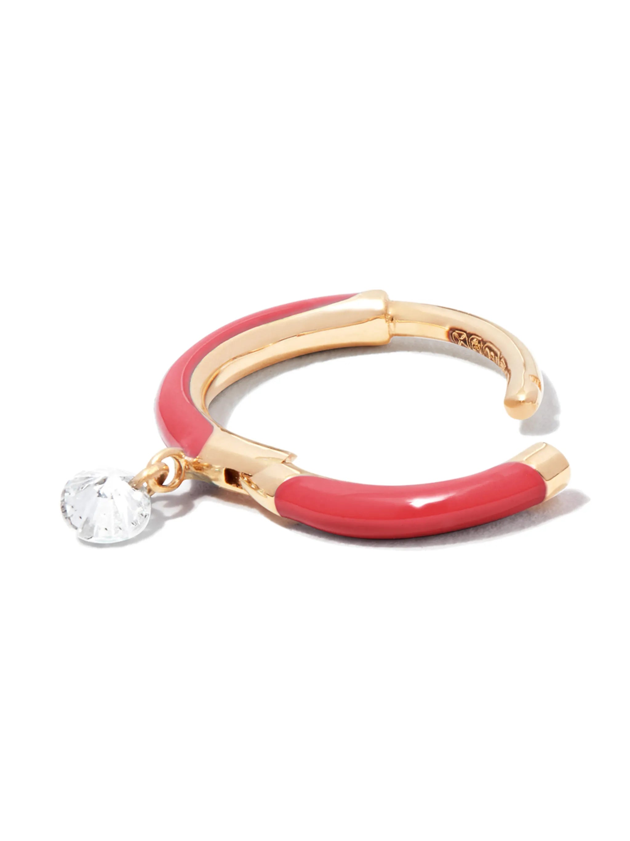 18kt yellow gold diamond hoop earring