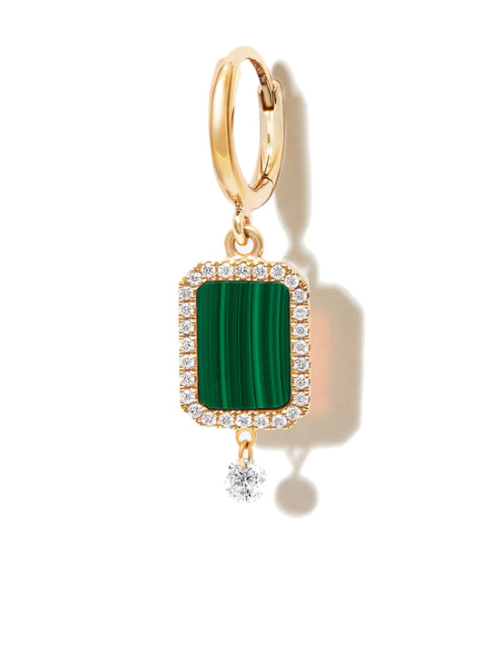 18kt yellow gold malachite diamond drop rarring