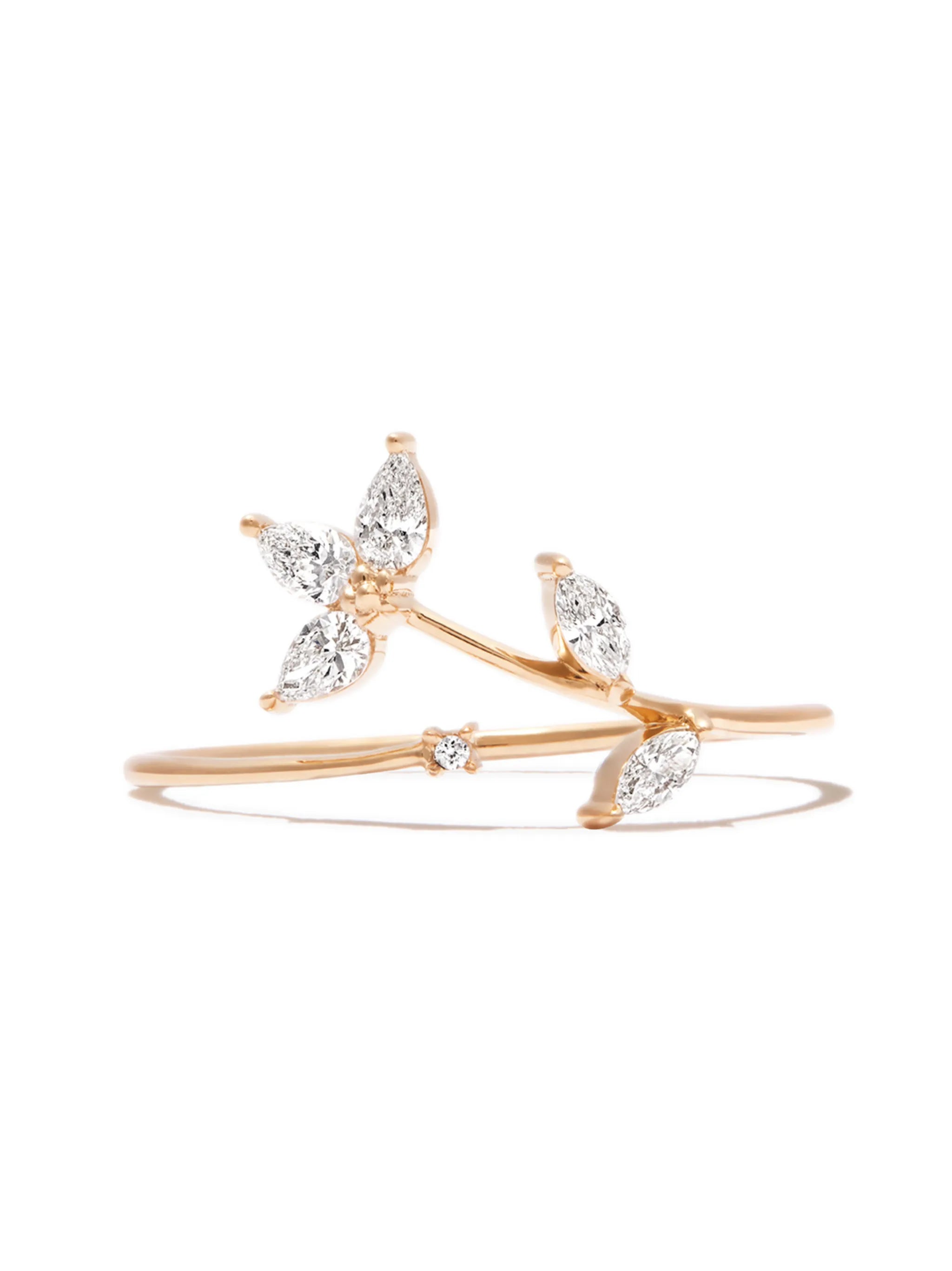 14kt yellow gold Paris Half Flower diamond ring