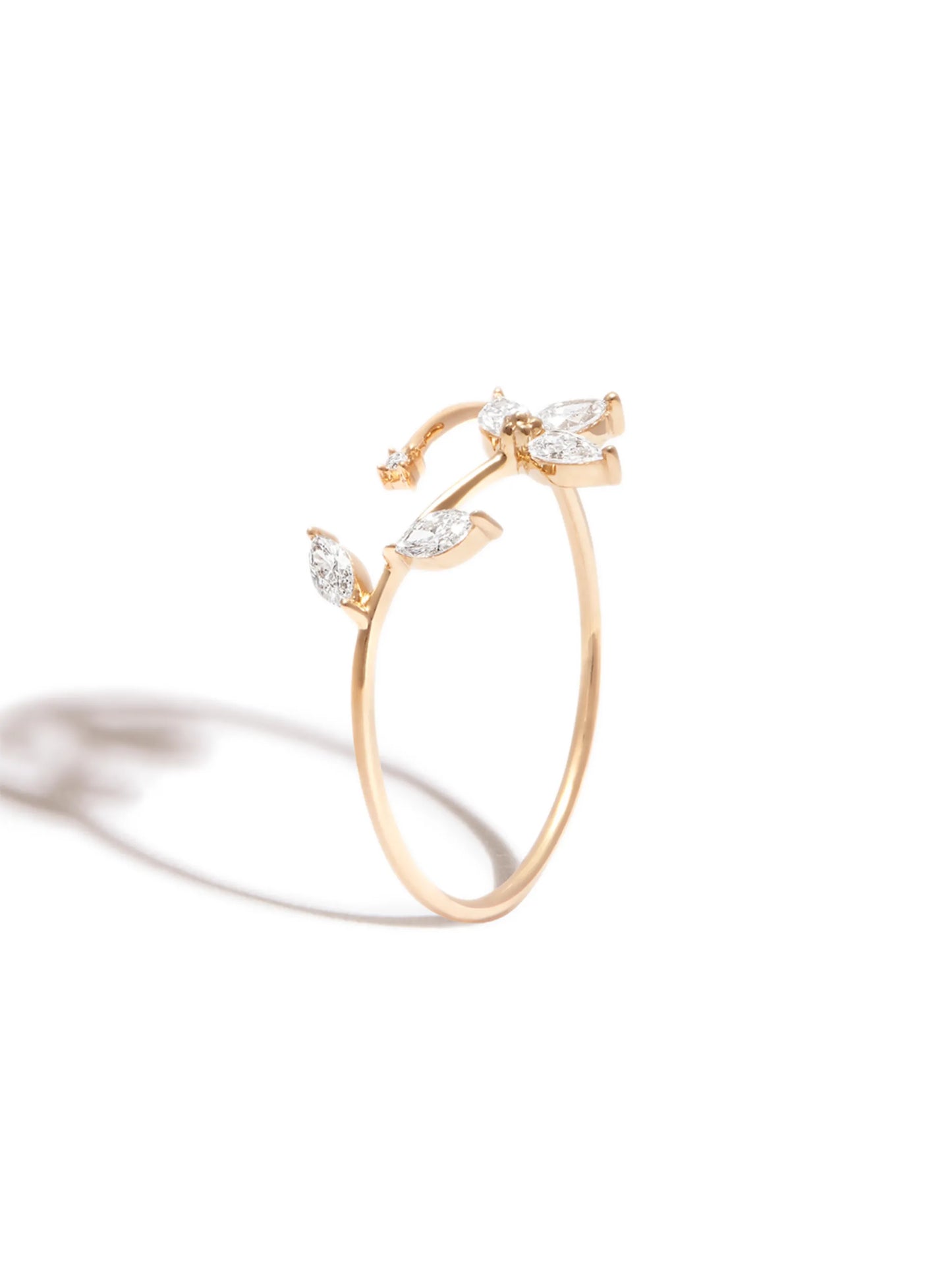 14kt yellow gold Paris Half Flower diamond ring