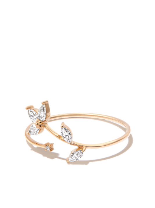 14kt yellow gold Paris Half Flower diamond ring