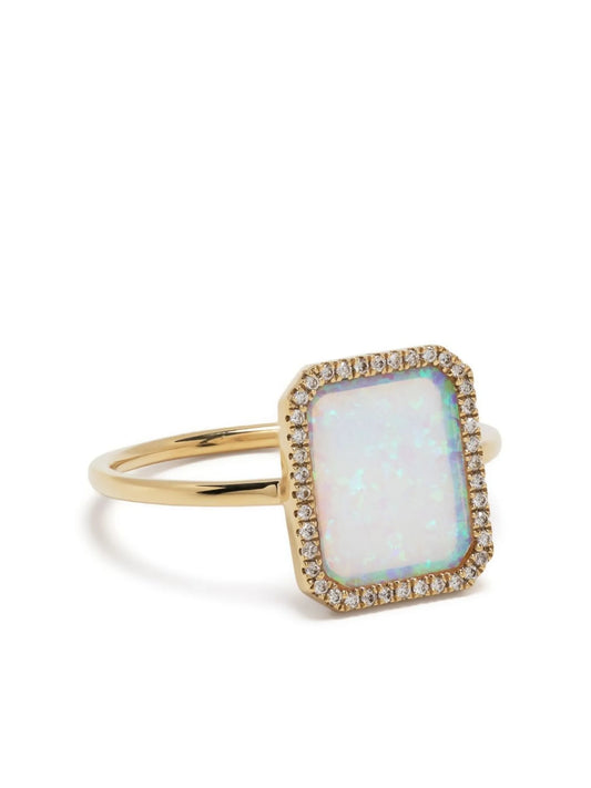18kt yellow gold opal and diamond ring