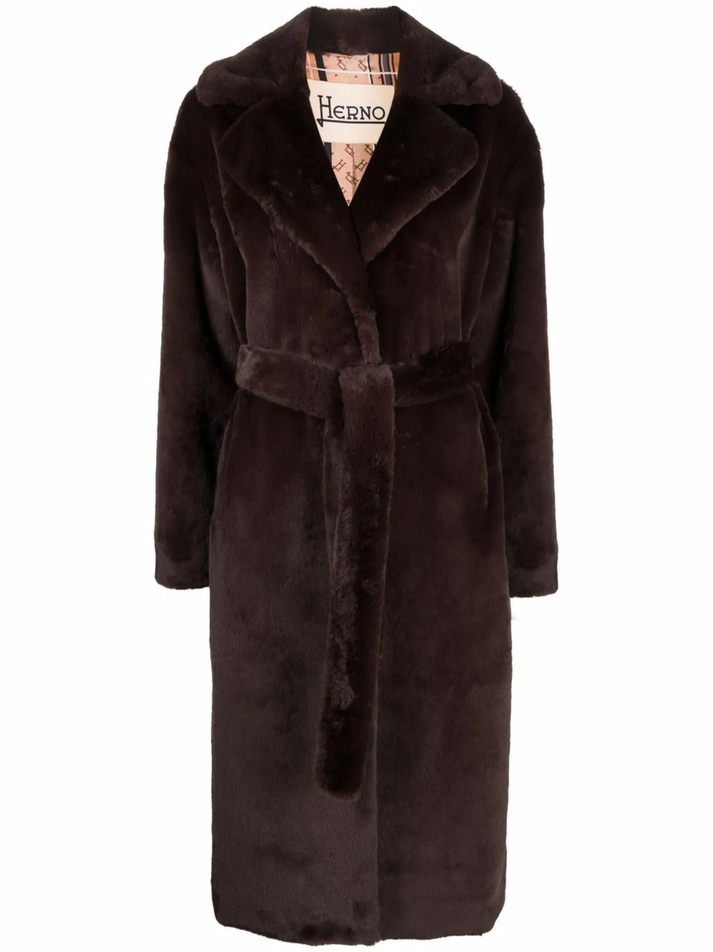 belted faux fur coat