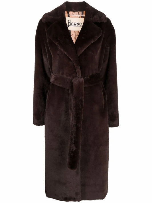 belted faux fur coat