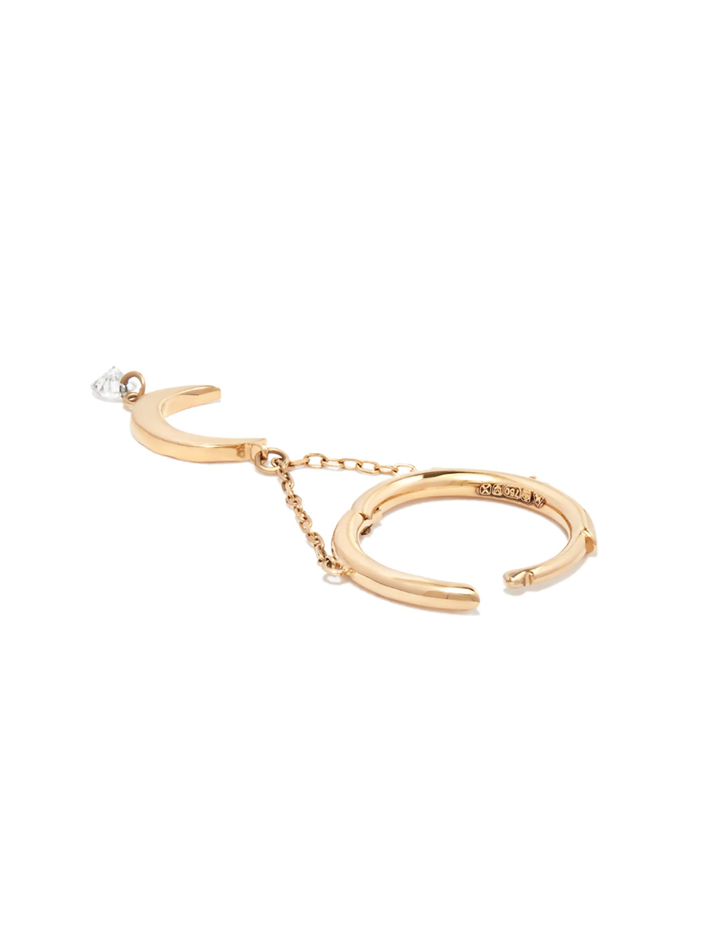 18kt yellow gold Moon diamond hoop earring