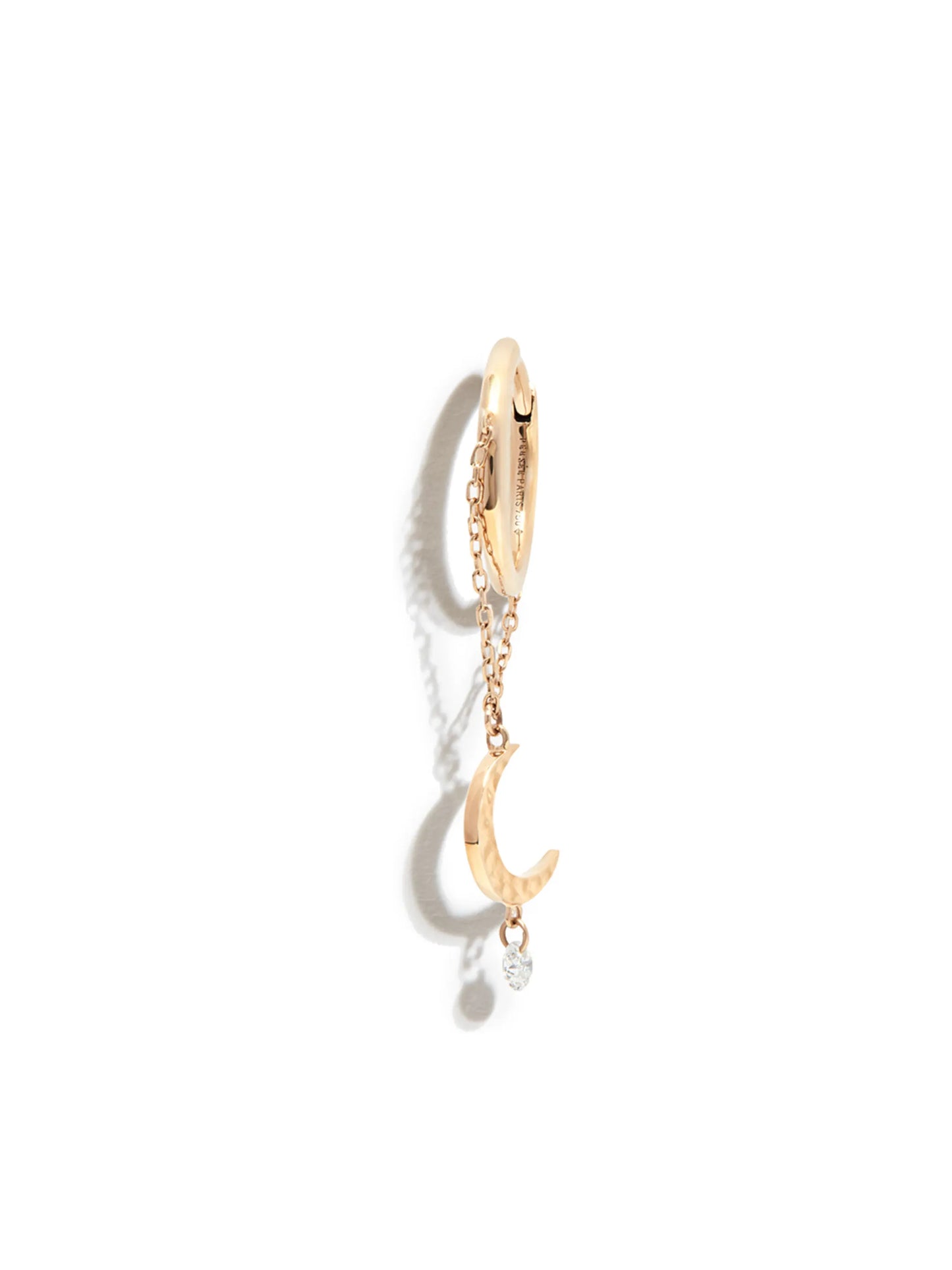 18kt yellow gold Moon diamond hoop earring