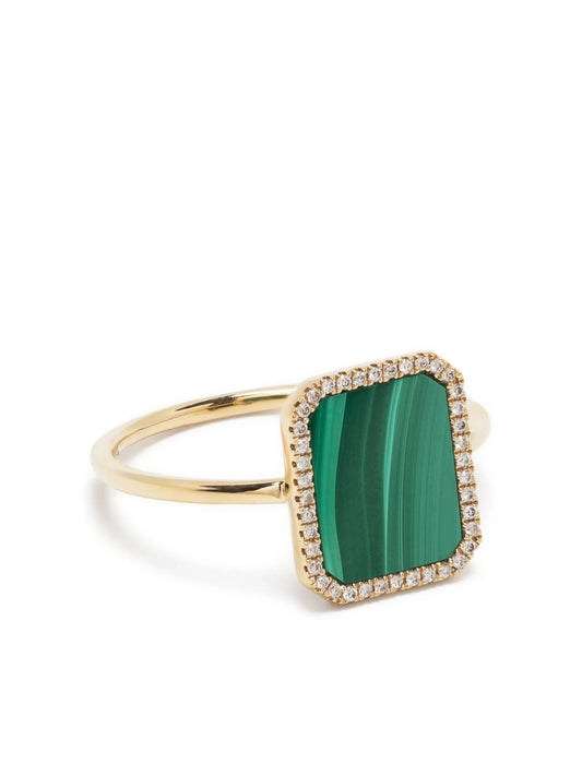 18kt yellow gold malachite and diamond ring