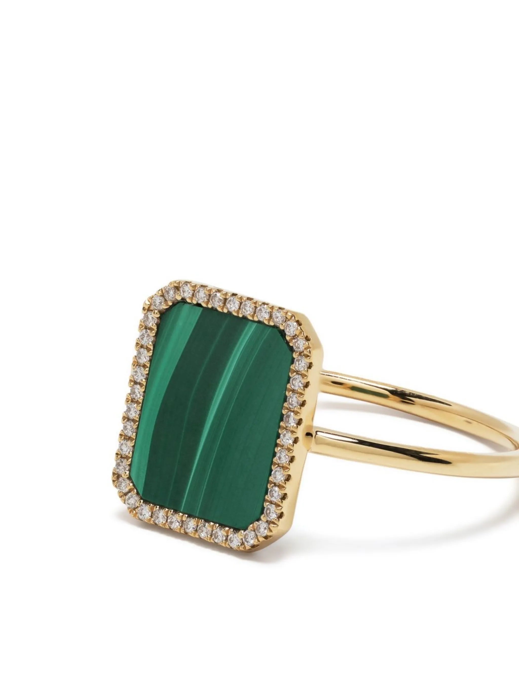 18kt yellow gold malachite and diamond ring