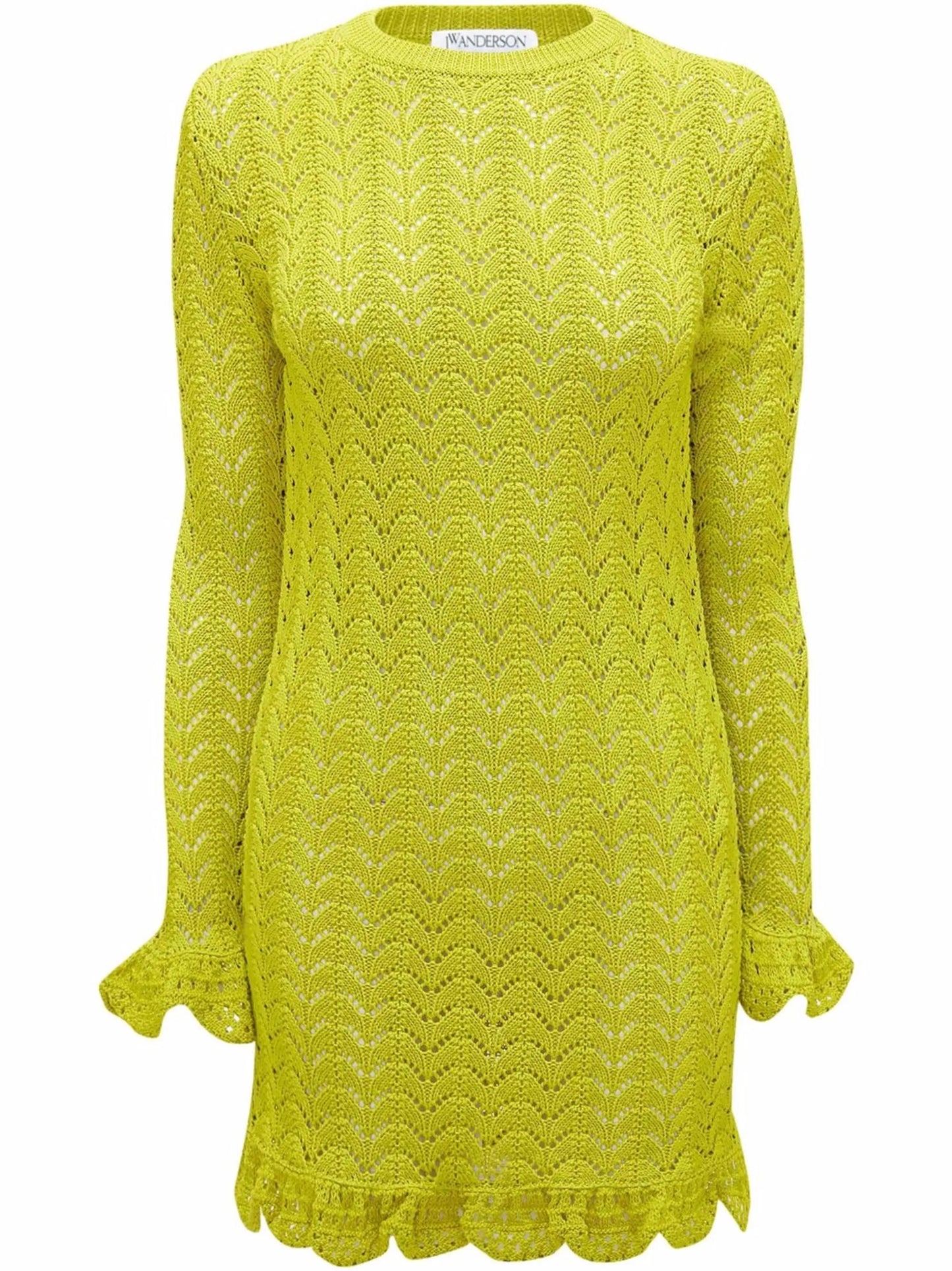 frill-detail crochet-effect dress