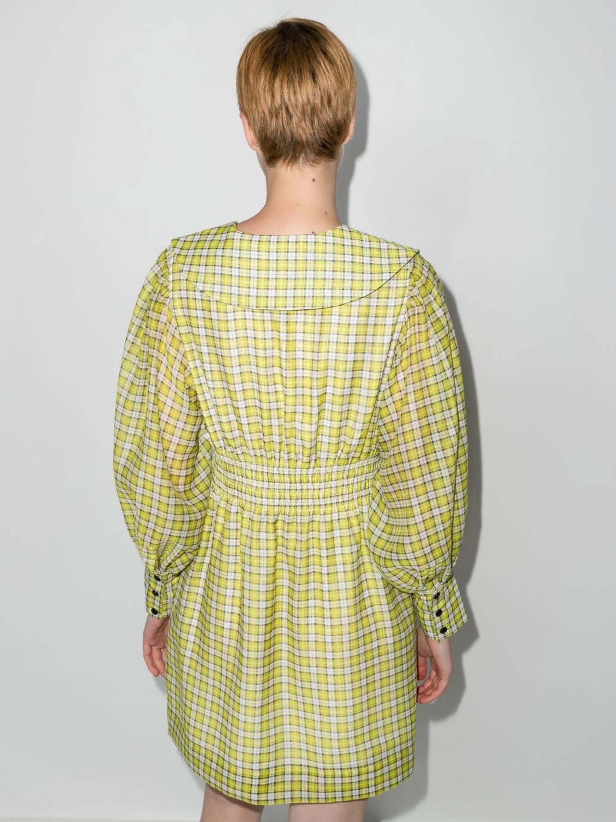 check-print mini dress