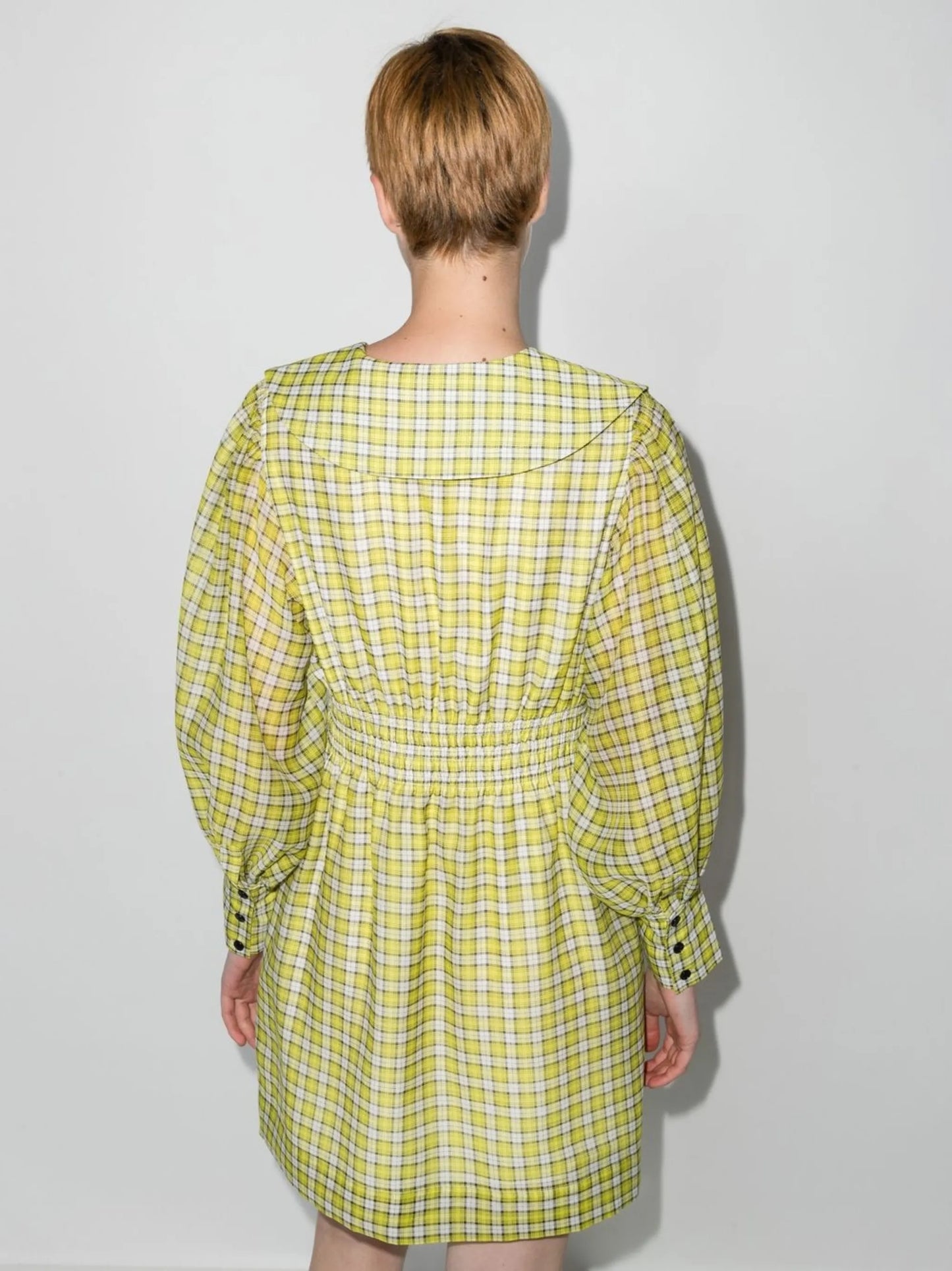 check-print mini dress