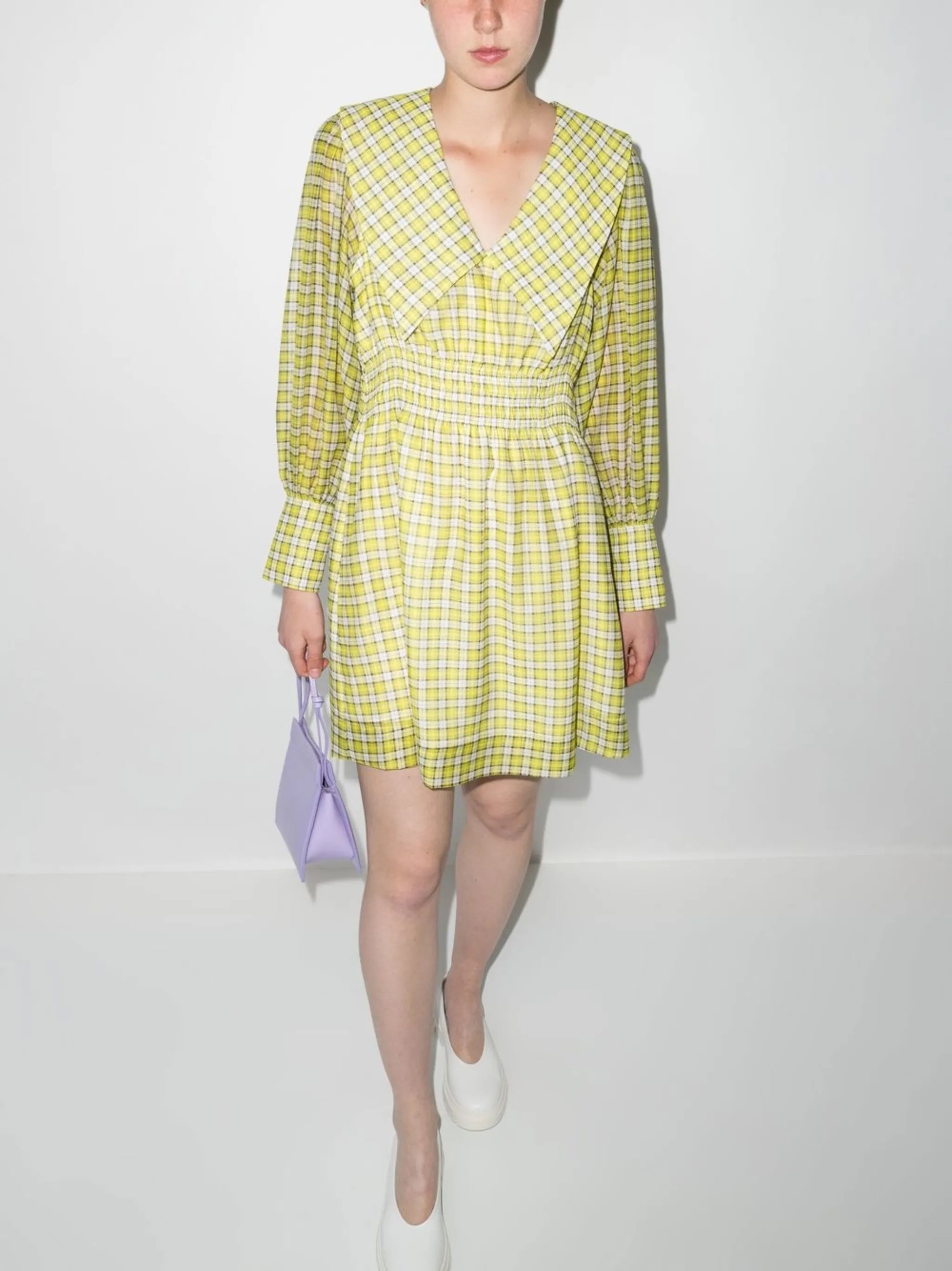 check-print mini dress