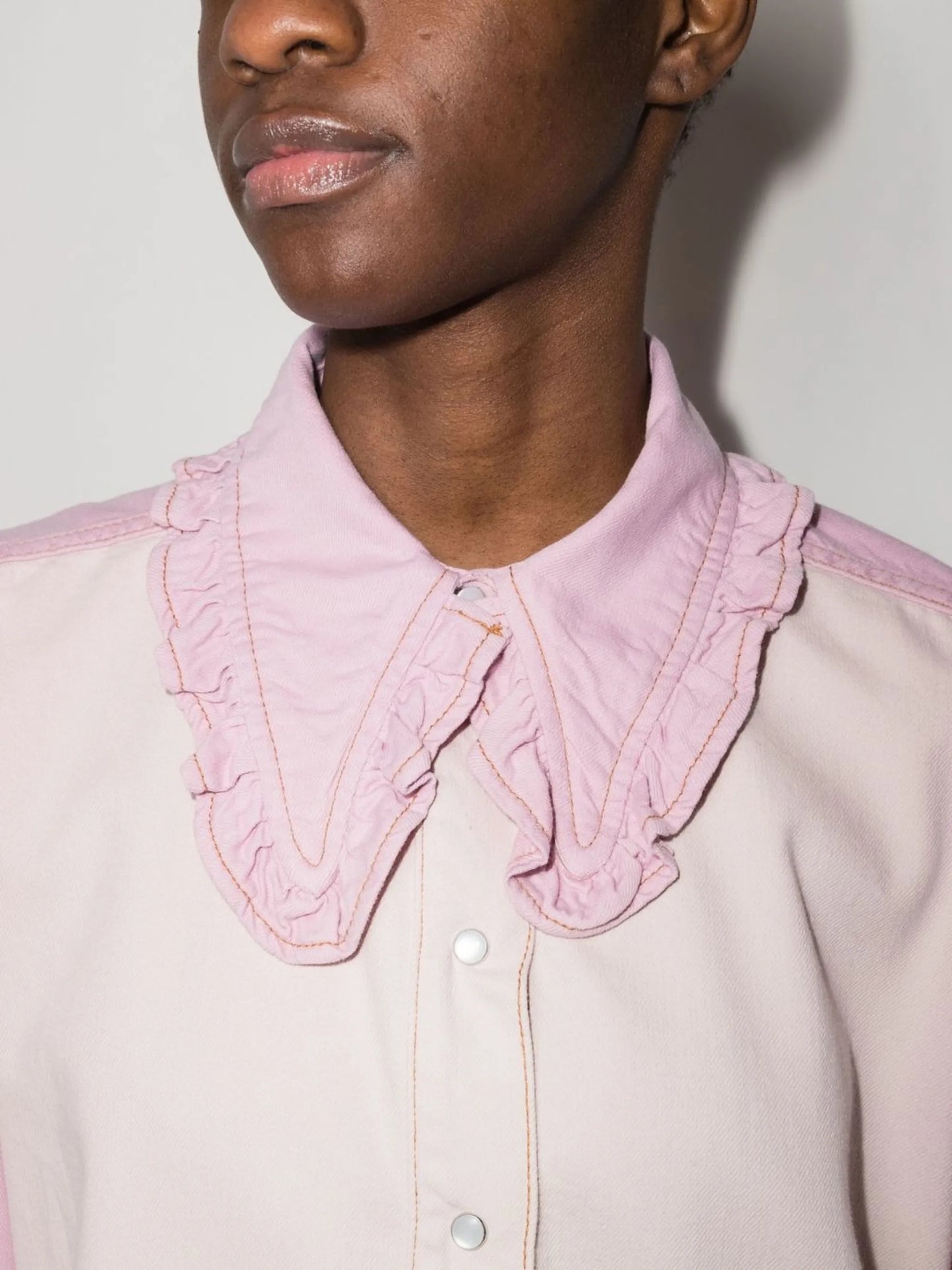 ruffle-trim two-tone shirt