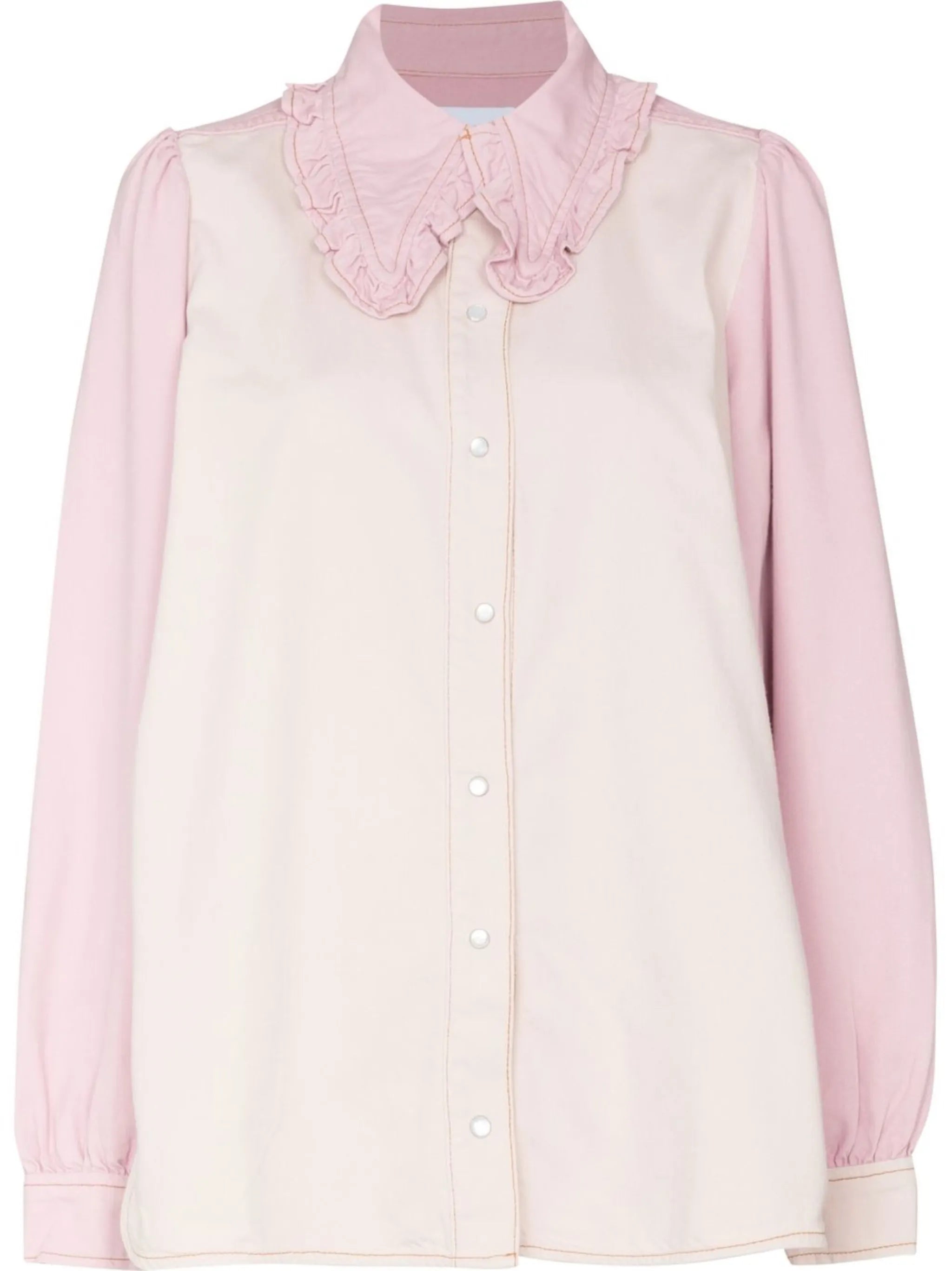 ruffle-trim two-tone shirt