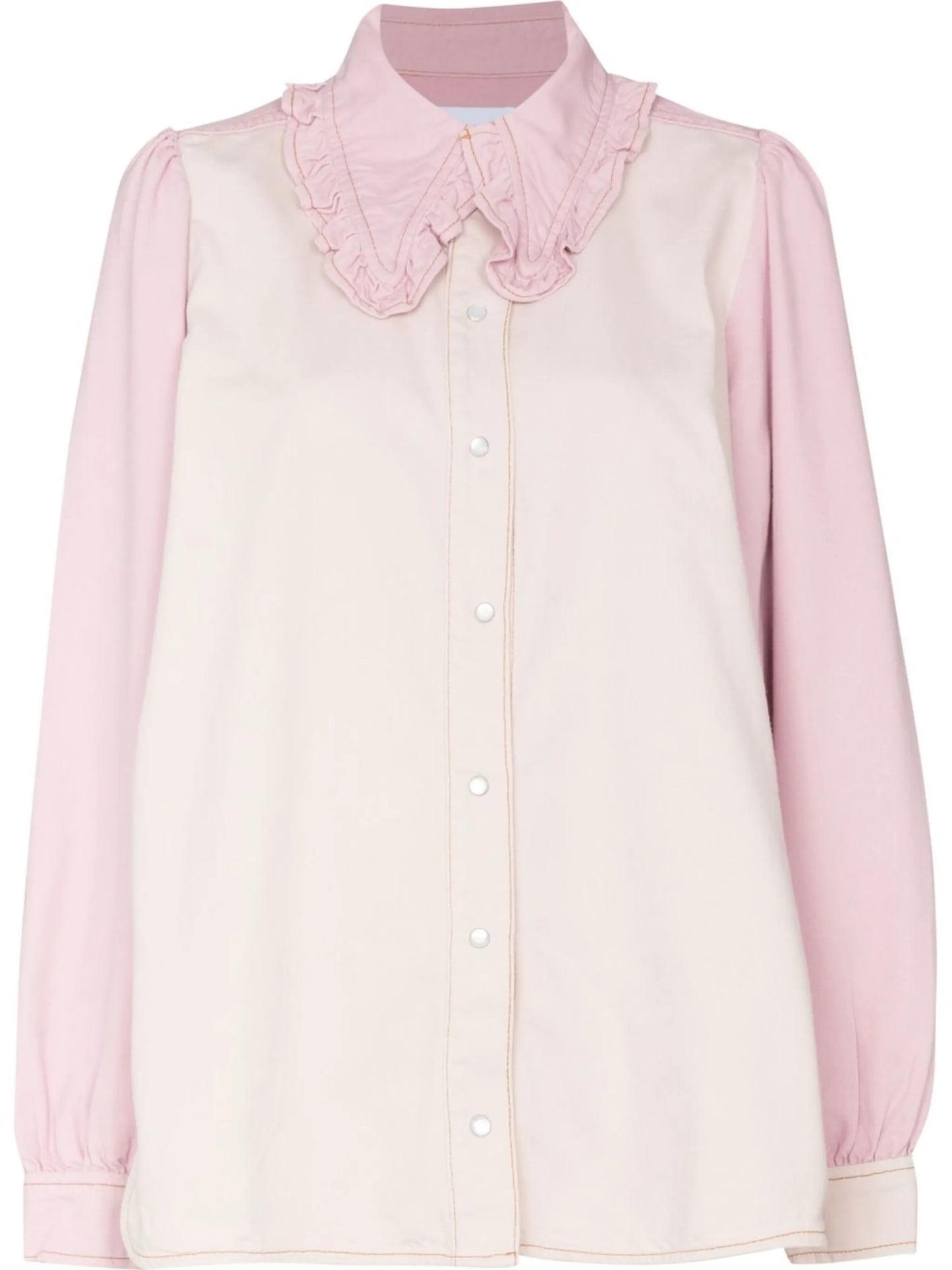 ruffle-trim two-tone shirt