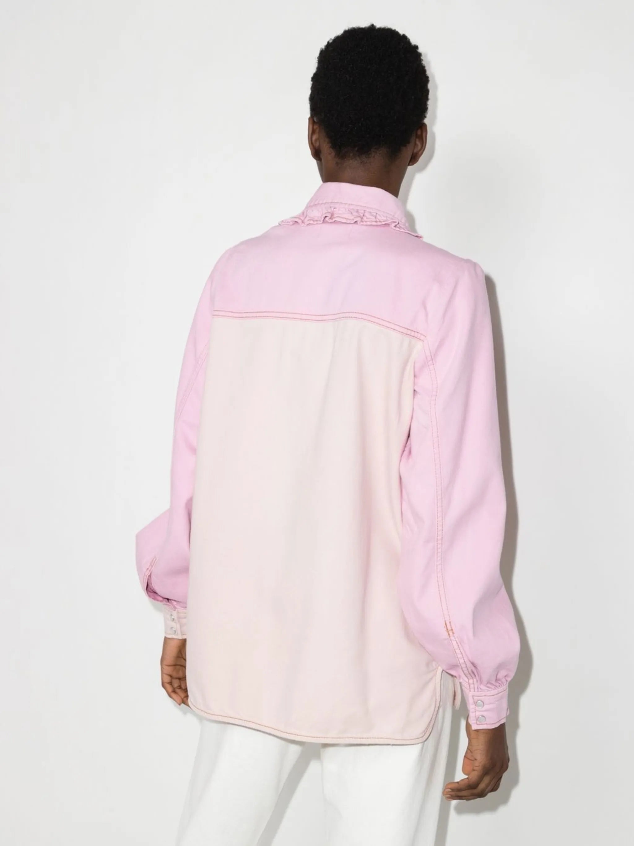 ruffle-trim two-tone shirt