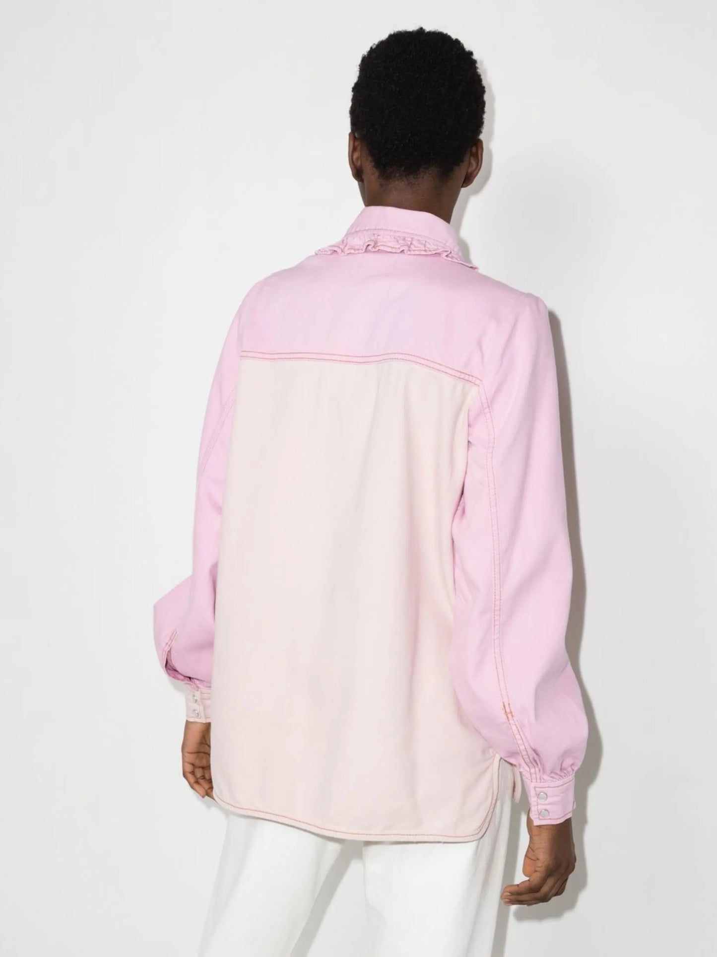 ruffle-trim two-tone shirt