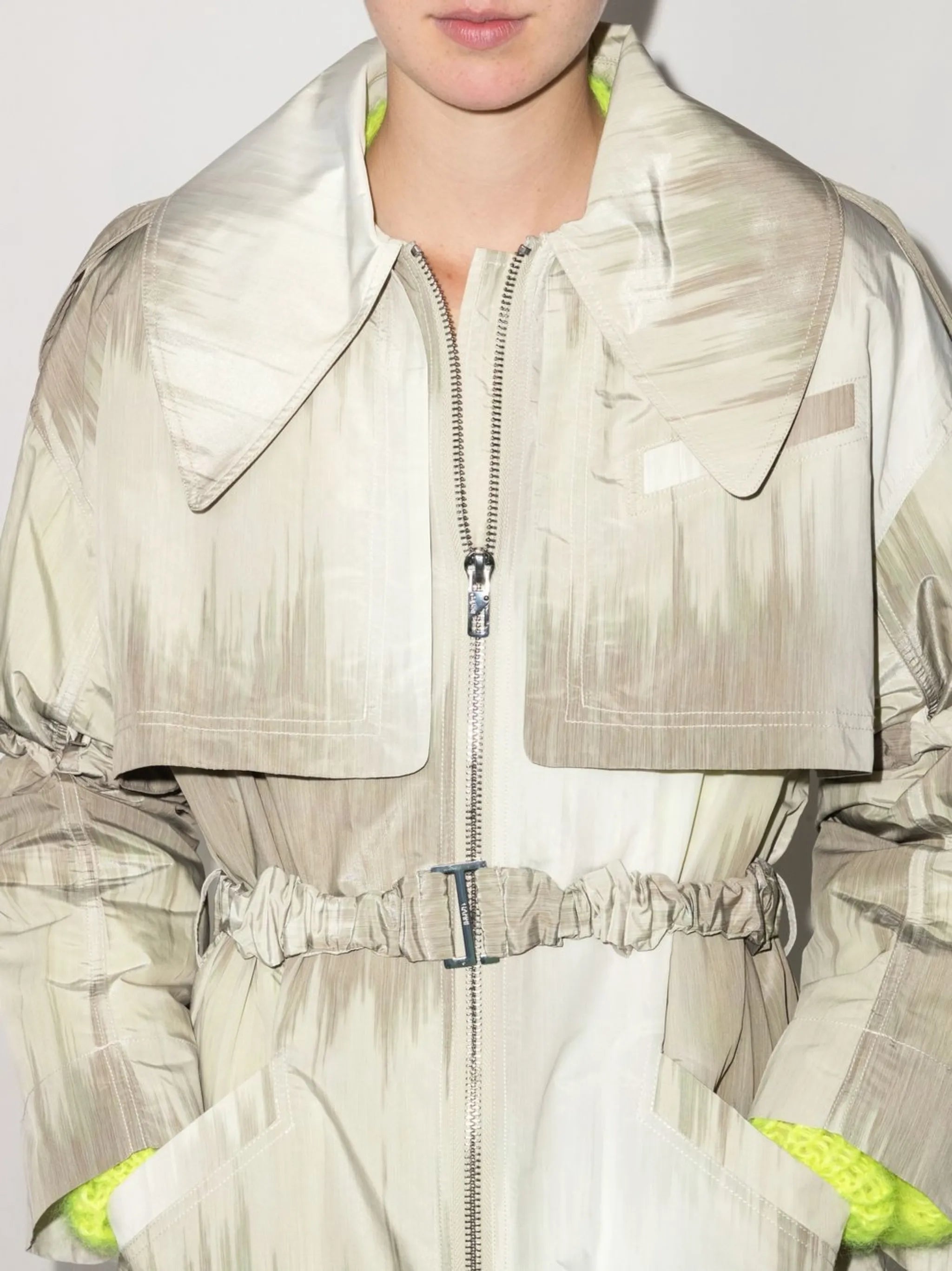 abstract-print trench coat
