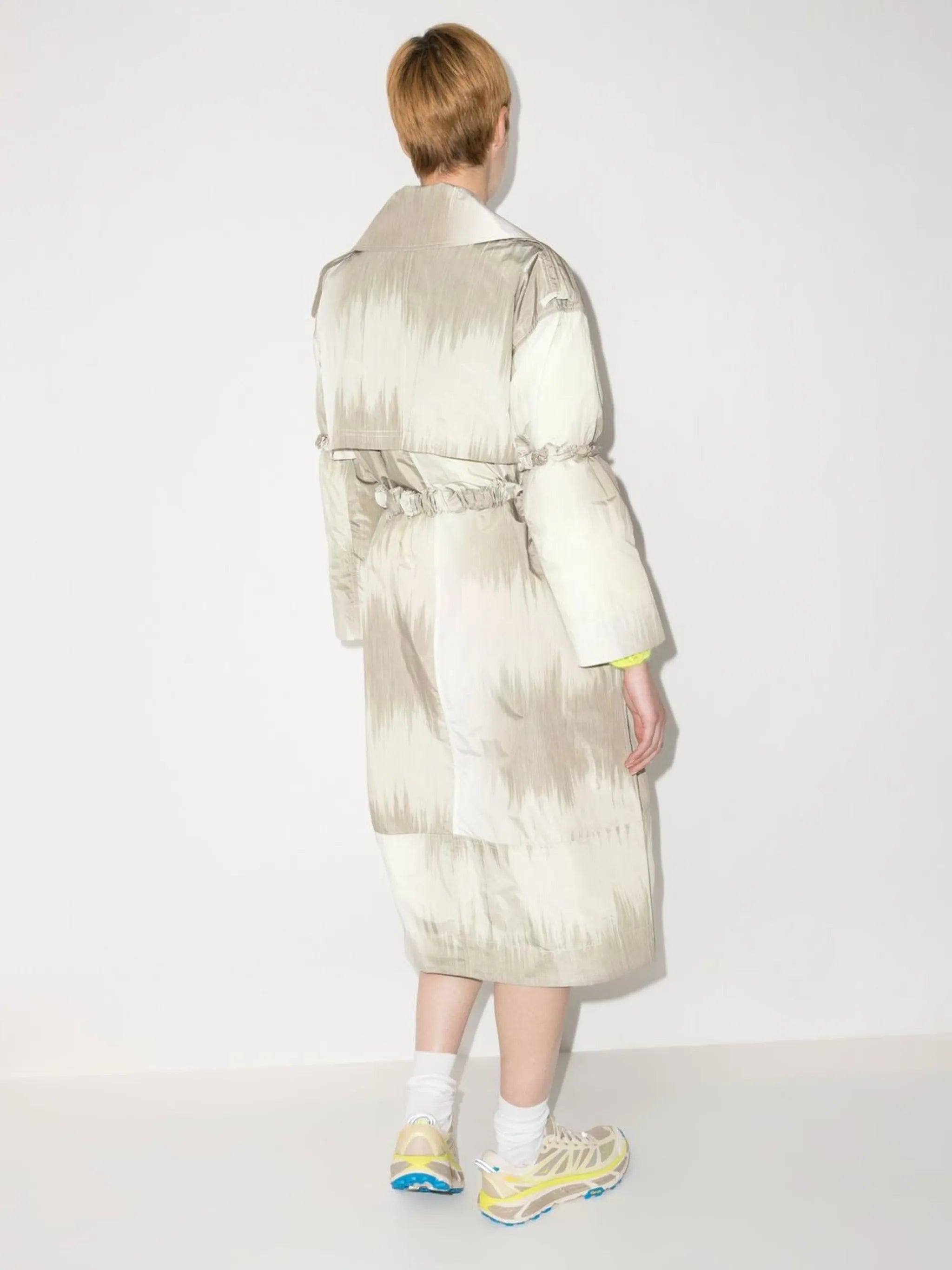 abstract-print trench coat