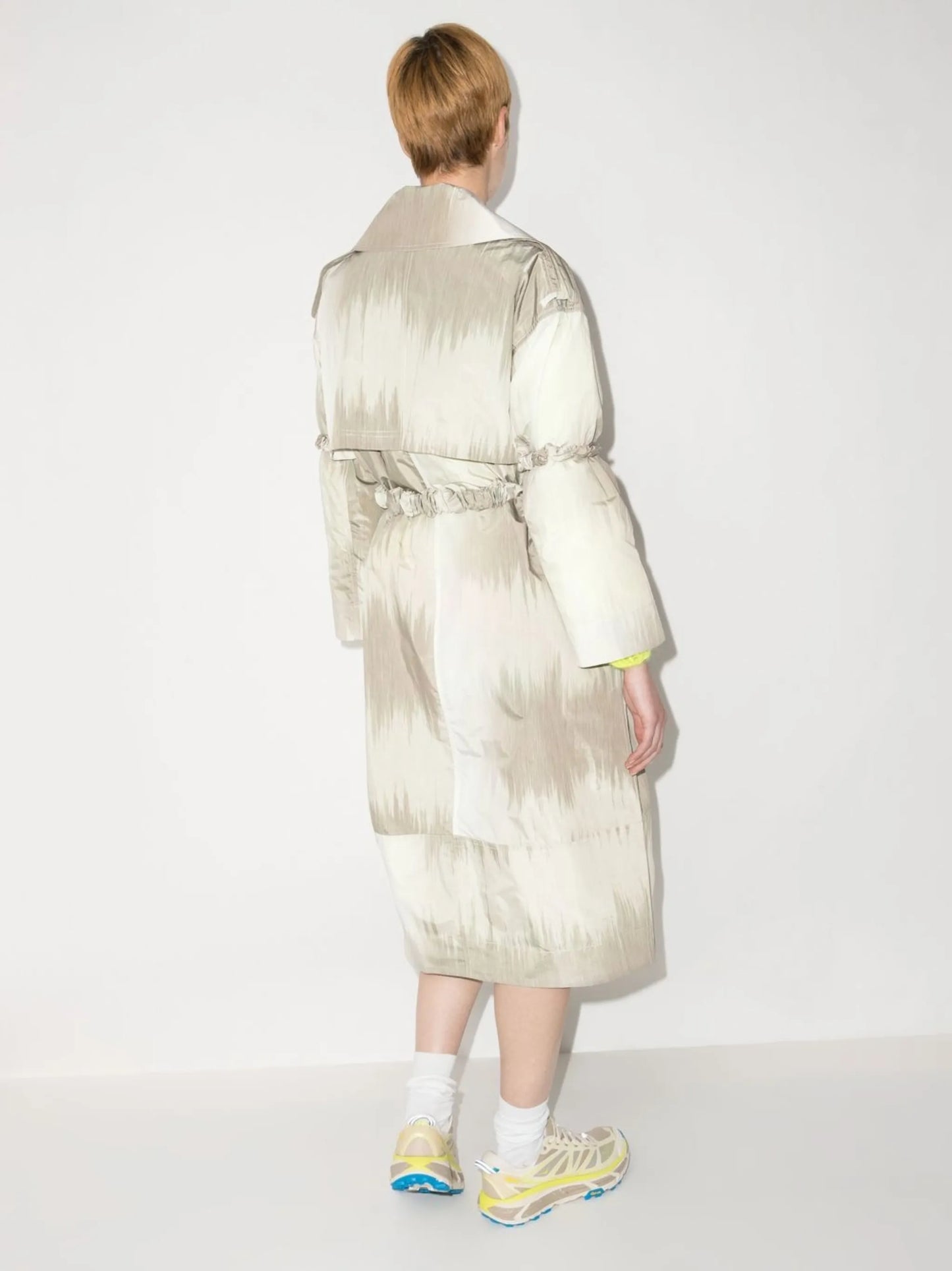 abstract-print trench coat