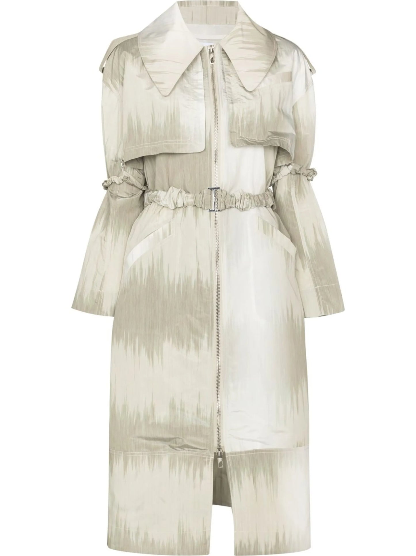 abstract-print trench coat