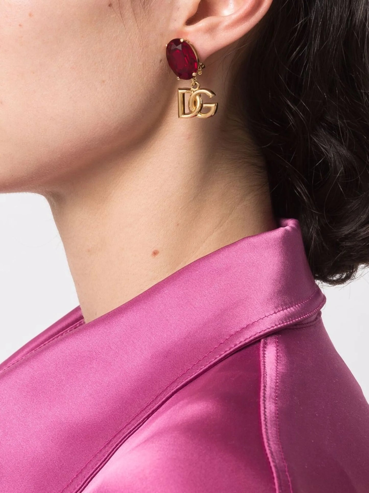 logo drop glass earrings