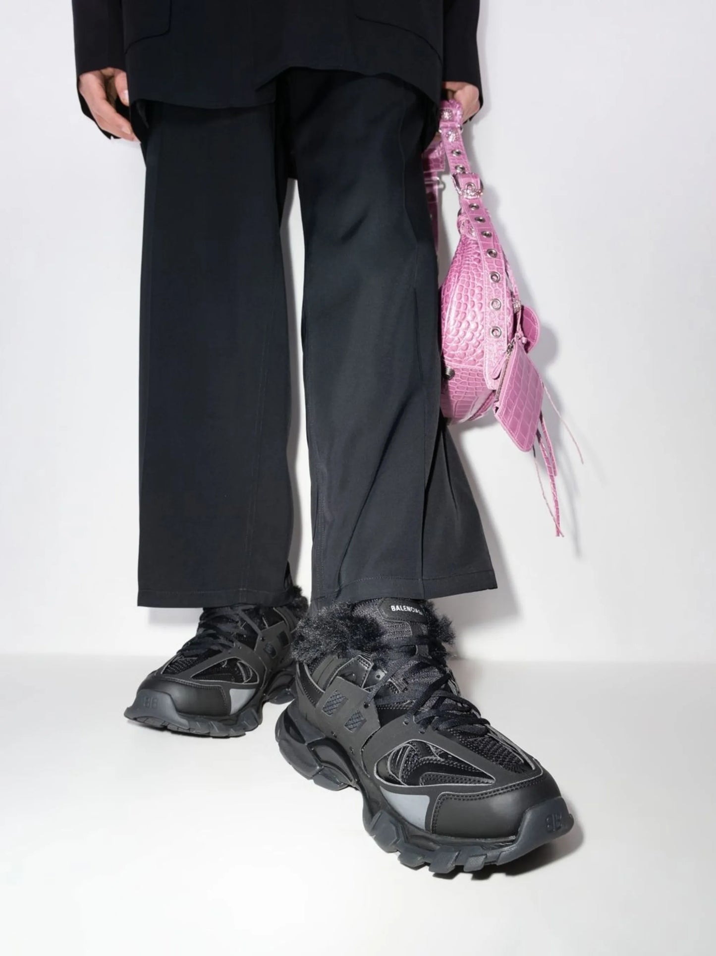 Track faux-fur sneakers
