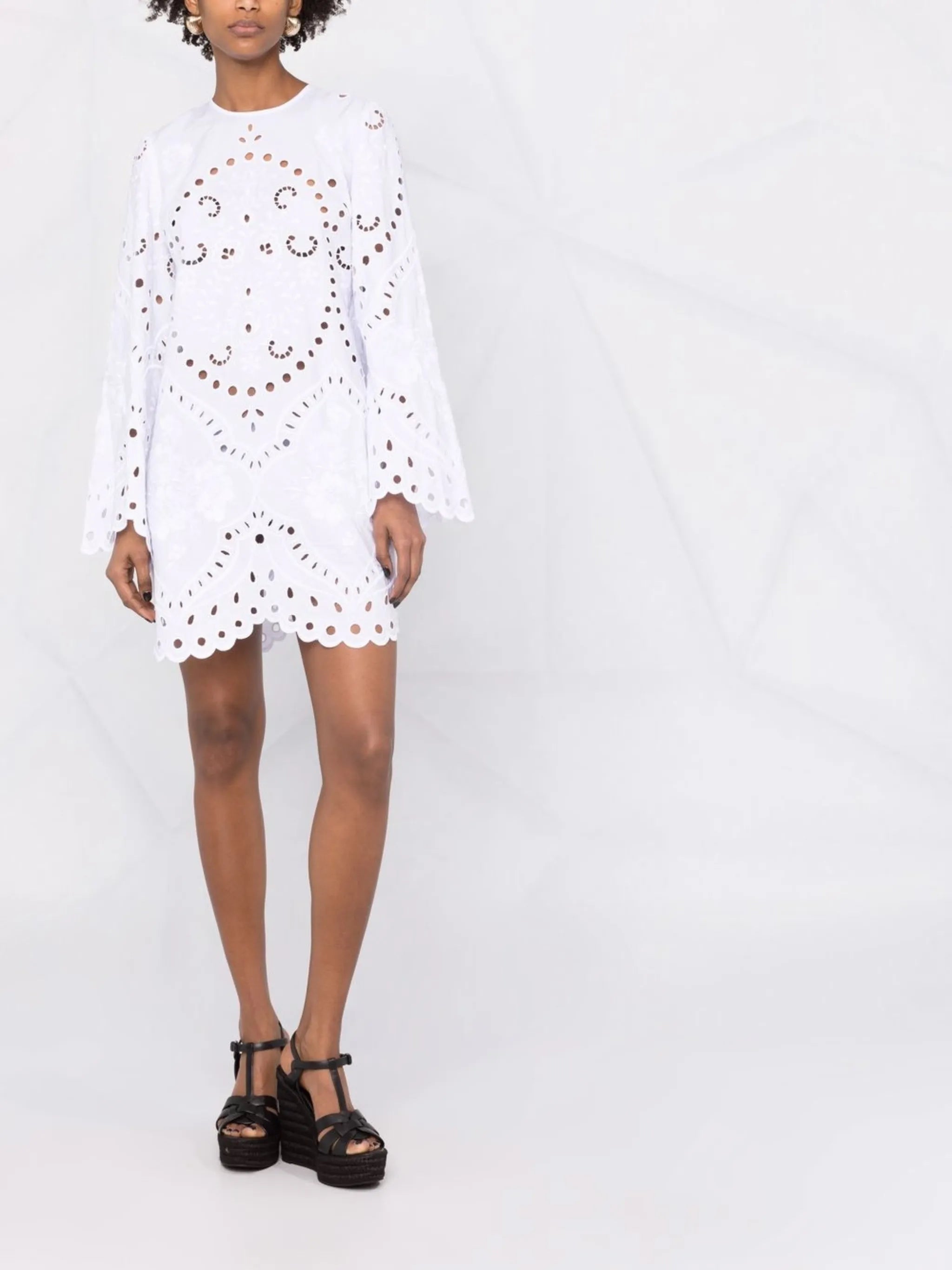 embroidered-design long-sleeve dress