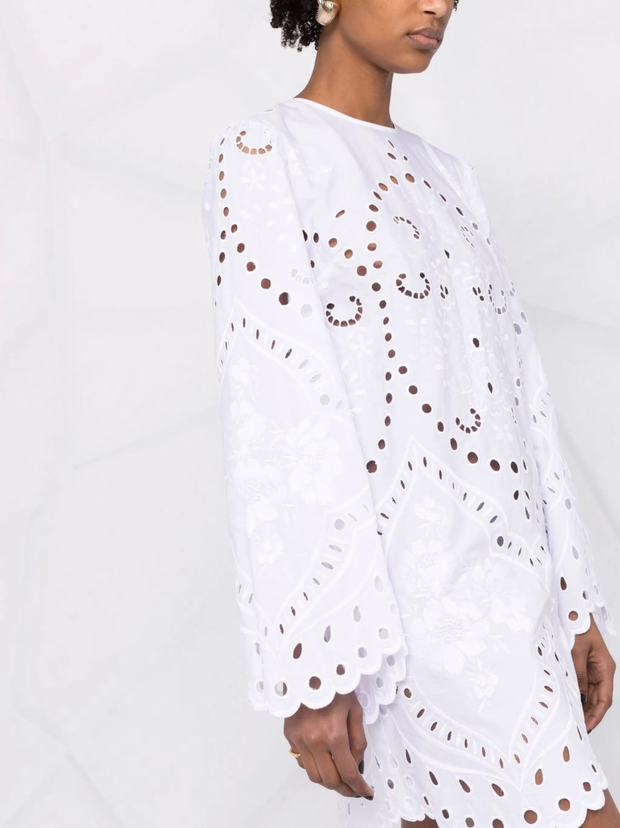 embroidered-design long-sleeve dress